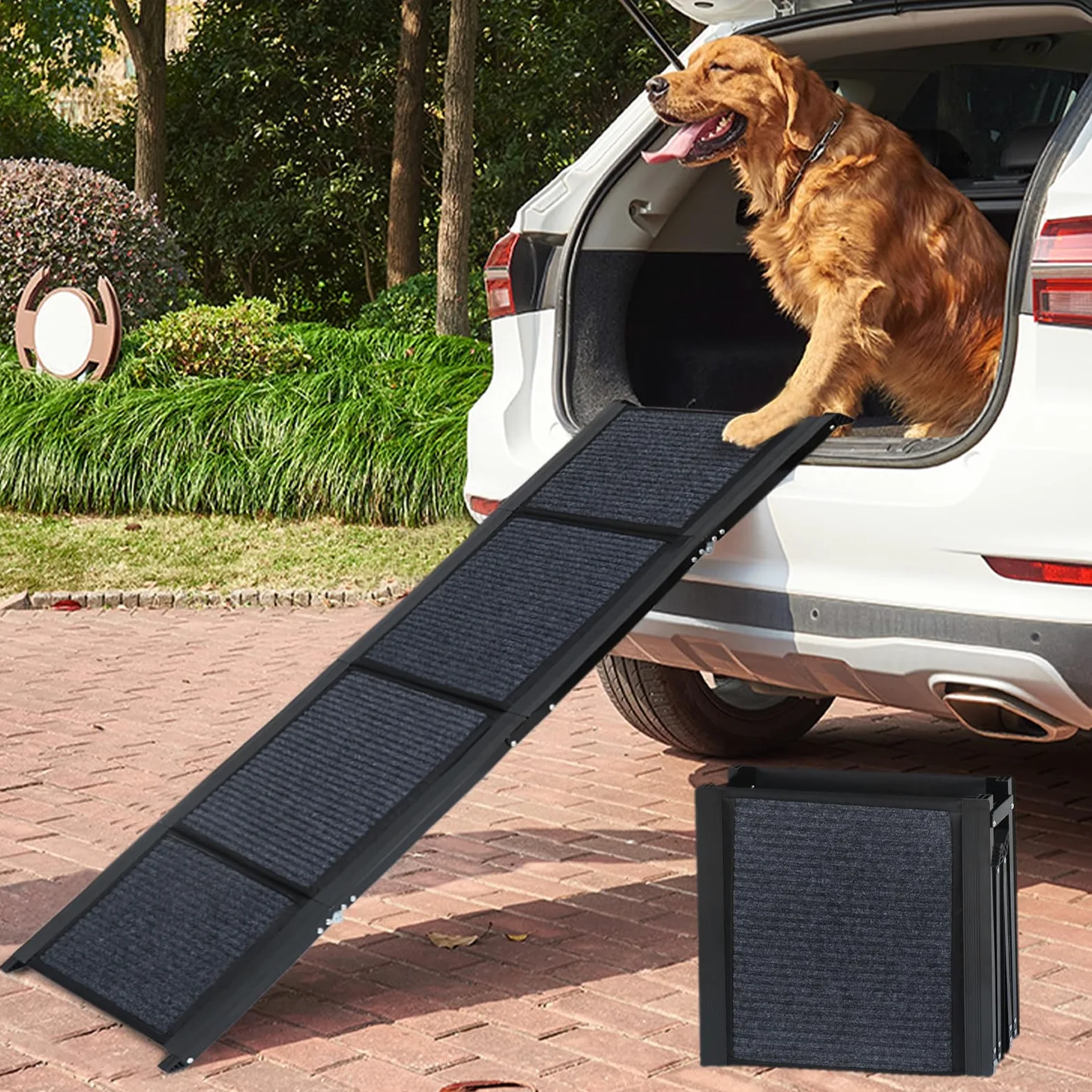 SMONTER Rampe de voiture pour chiens de grande taille, pliable et portable - 180 cm de long et 44 cm de long - Extra large - En aluminium avec surface antidérapante en feutre - Léger et durable - Pour