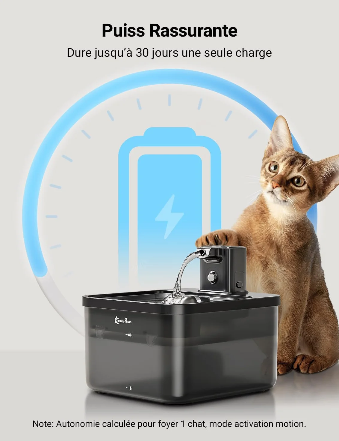 Fontaine à Eau sans Fil pour Chien 4000mAh Détecteur de Mouvement Acier Inoxydable Noir 6 Filtres