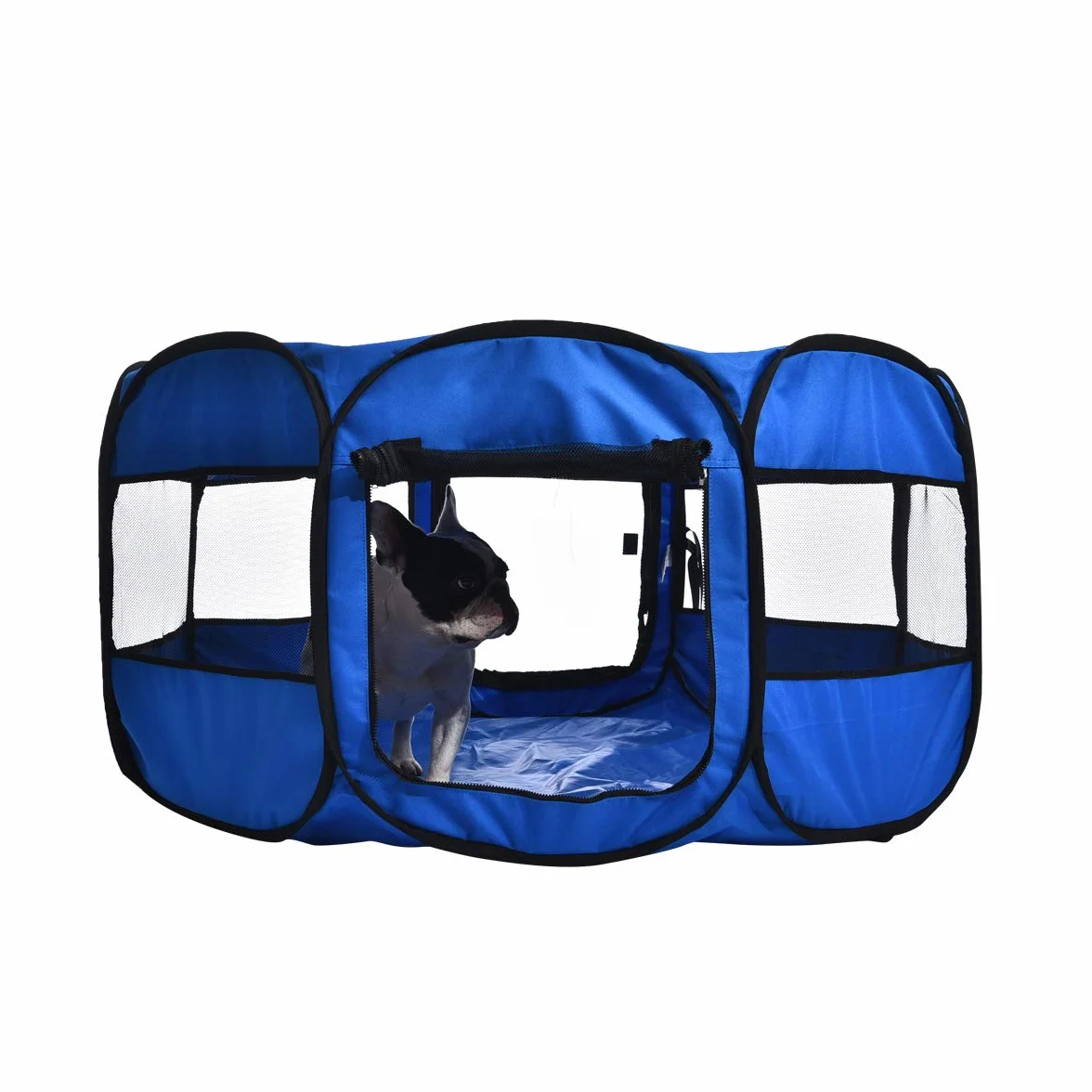 Amazon Basics Parc portatif souple octogonal pour animaux domestiques 114 cm Bleu