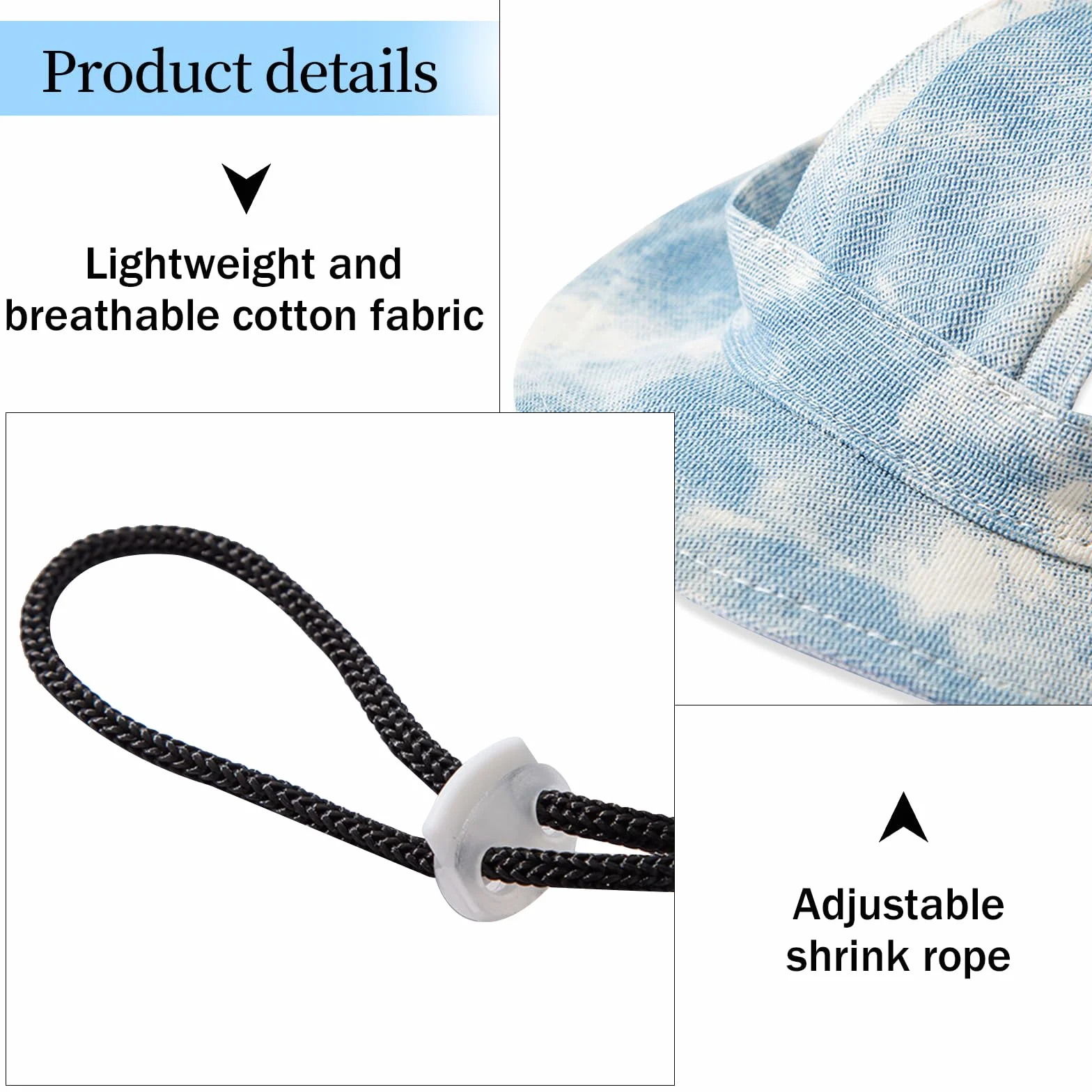 Chien Chapeau de Sport Élégant, Casquette de Baseball pour Chats Protection Solaire, Chapeau de Soleil pour Chiens Ajustable, Casquette de Soleil pour Petits Chiens, Chiots, Chats (Bleu, M)