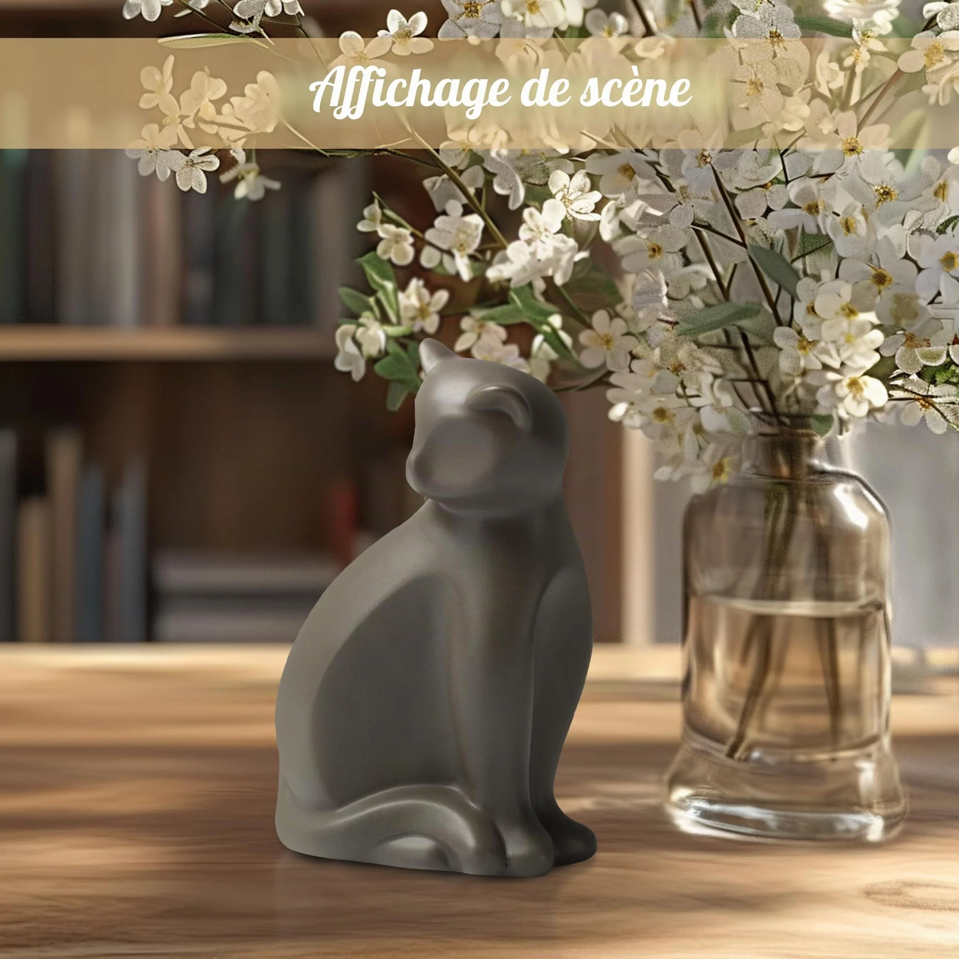 Urne en céramique pour chat, boîte de crémation pour animaux de compagnie, urne décorative marron pour cendres de chats petite à moyenne