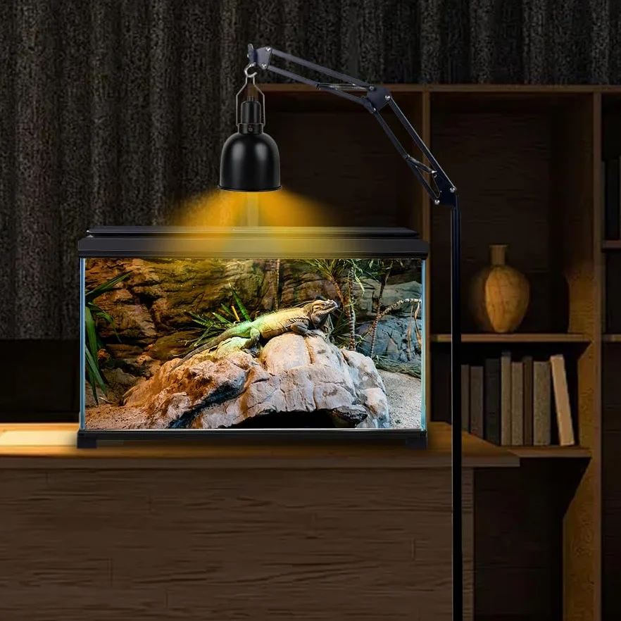 Support de lampe pour reptiles réglable rotation 360° avec socle terrarium tortue
