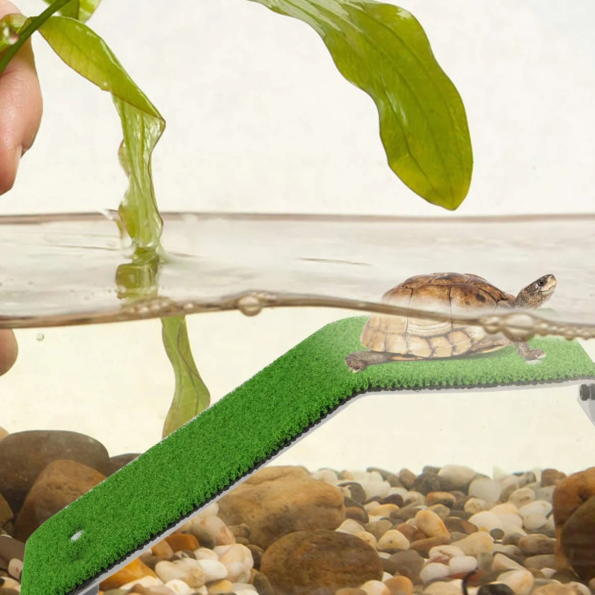SOONHUA Tortue Aquarium Simulé Pelouse Plateforme Échelle pour Tortues Grenouilles Tritons Salamandres