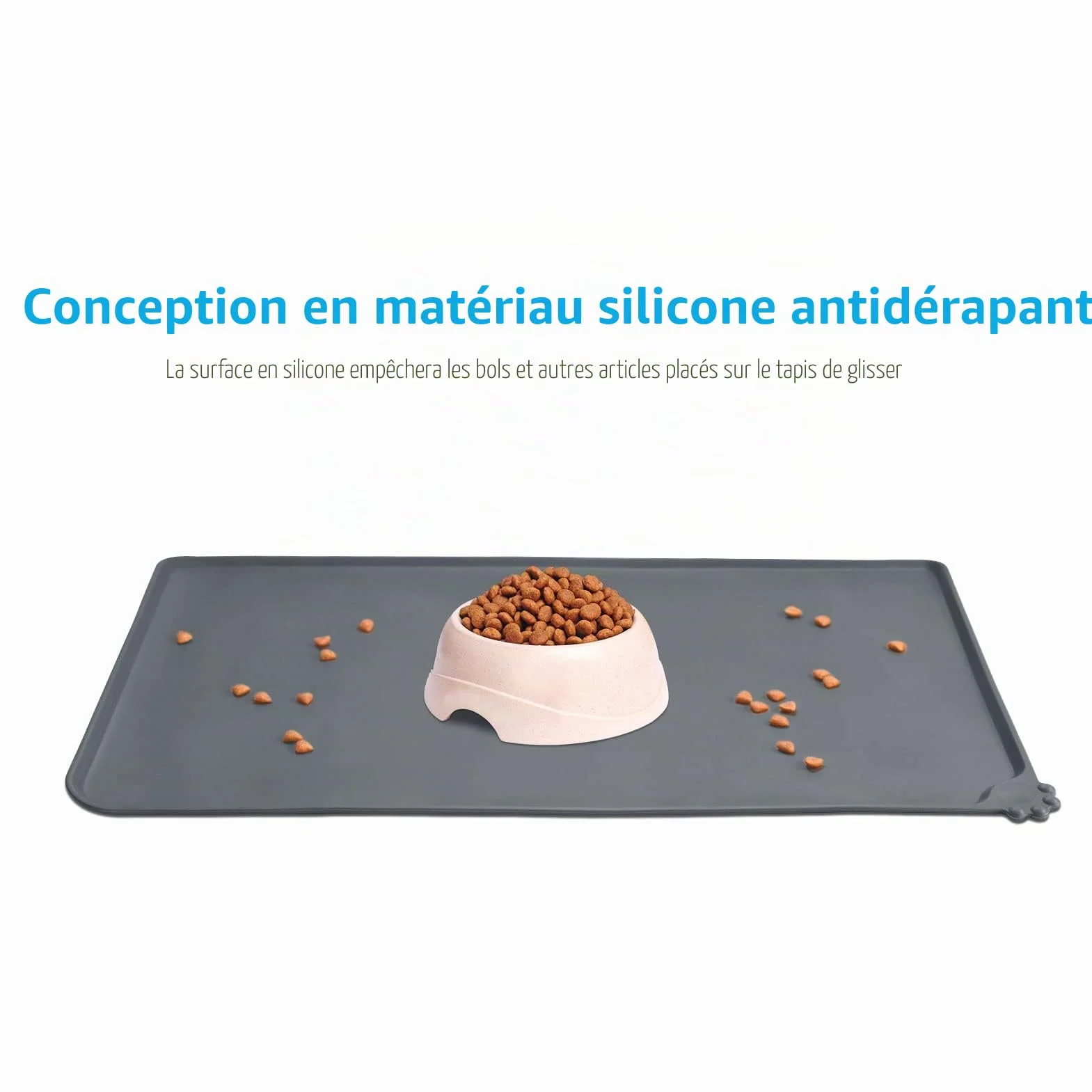 AUDWUD Tapis de nourriture pour chien chat animal de compagnie en silicone étanche , tapis de bol pour animal de compagnie antidérapant, tapis de nourriture pour animal de compagnie.