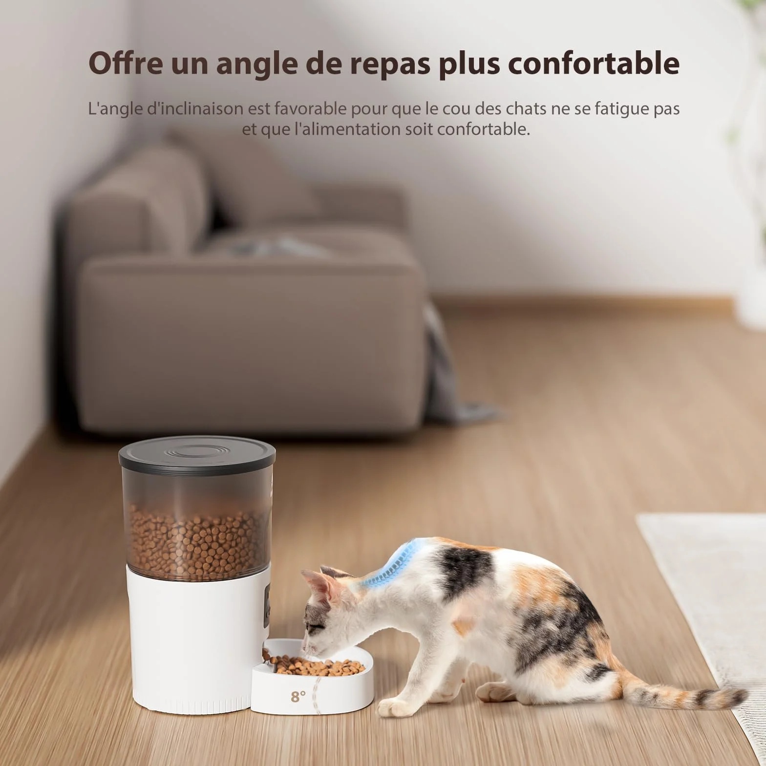 Distributeur Croquettes Chat Automatique Minuterie Programmable 1-6 Repas Jour Blanc 3L