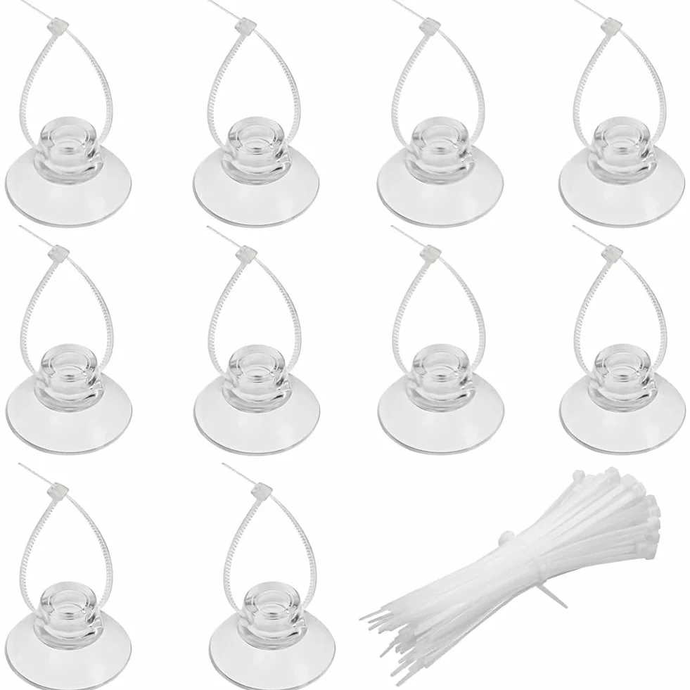 Pawfly 10 Packs de ventouses pour Aquarium avec 20 câbles ajustables