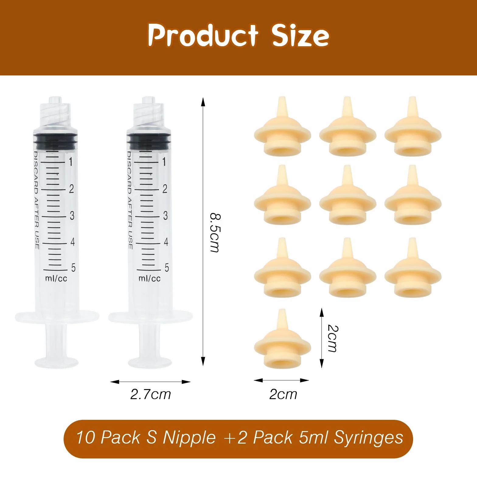 Lot de 10 mini tétons en silicone avec seringue pour chaton, chiot, lapins