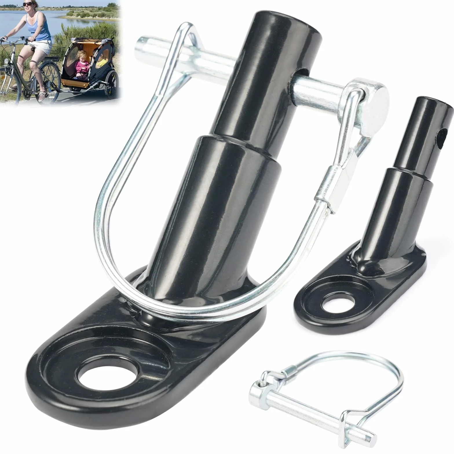 Jinsion Connecteur Attache Adaptateur Remorque Vélo Noir Famille Enfants
