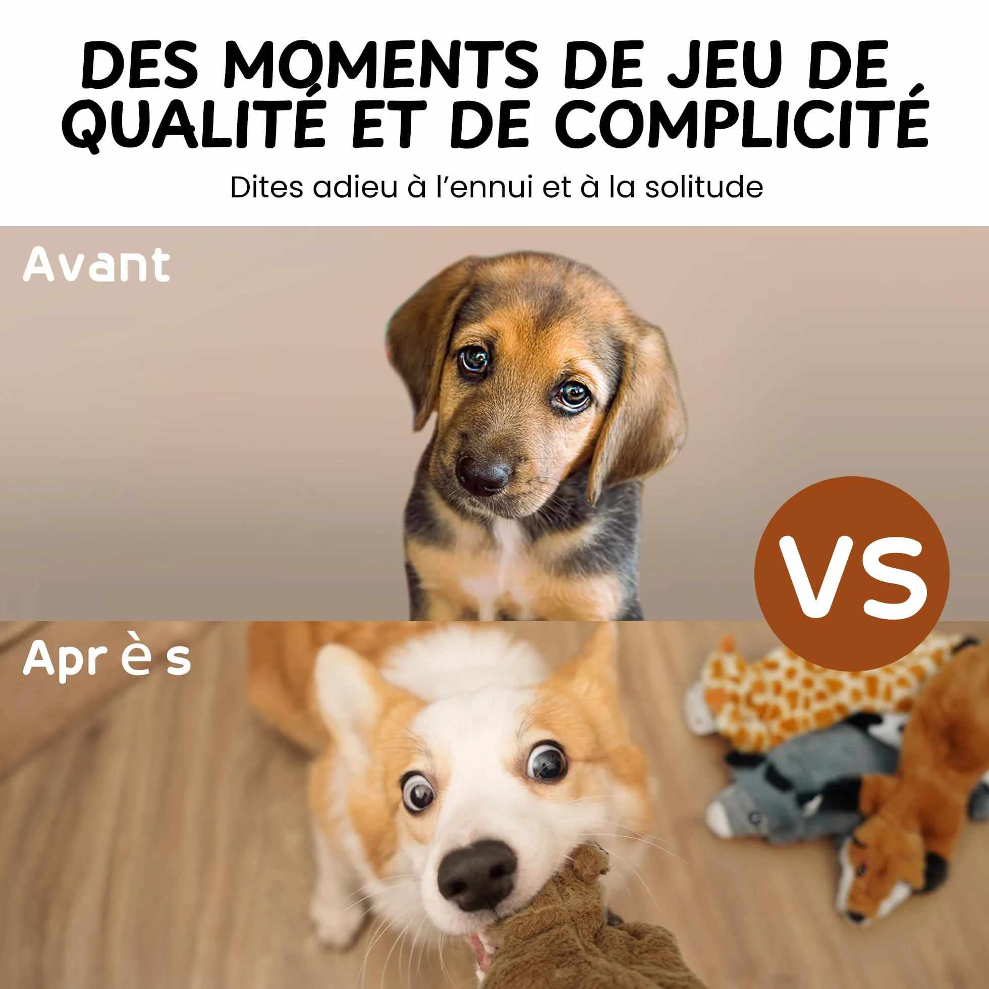 Jouet Chien Indestructible avec Couineur Lot de 2 Jouets Interactifs Renforcés Girafe Vache