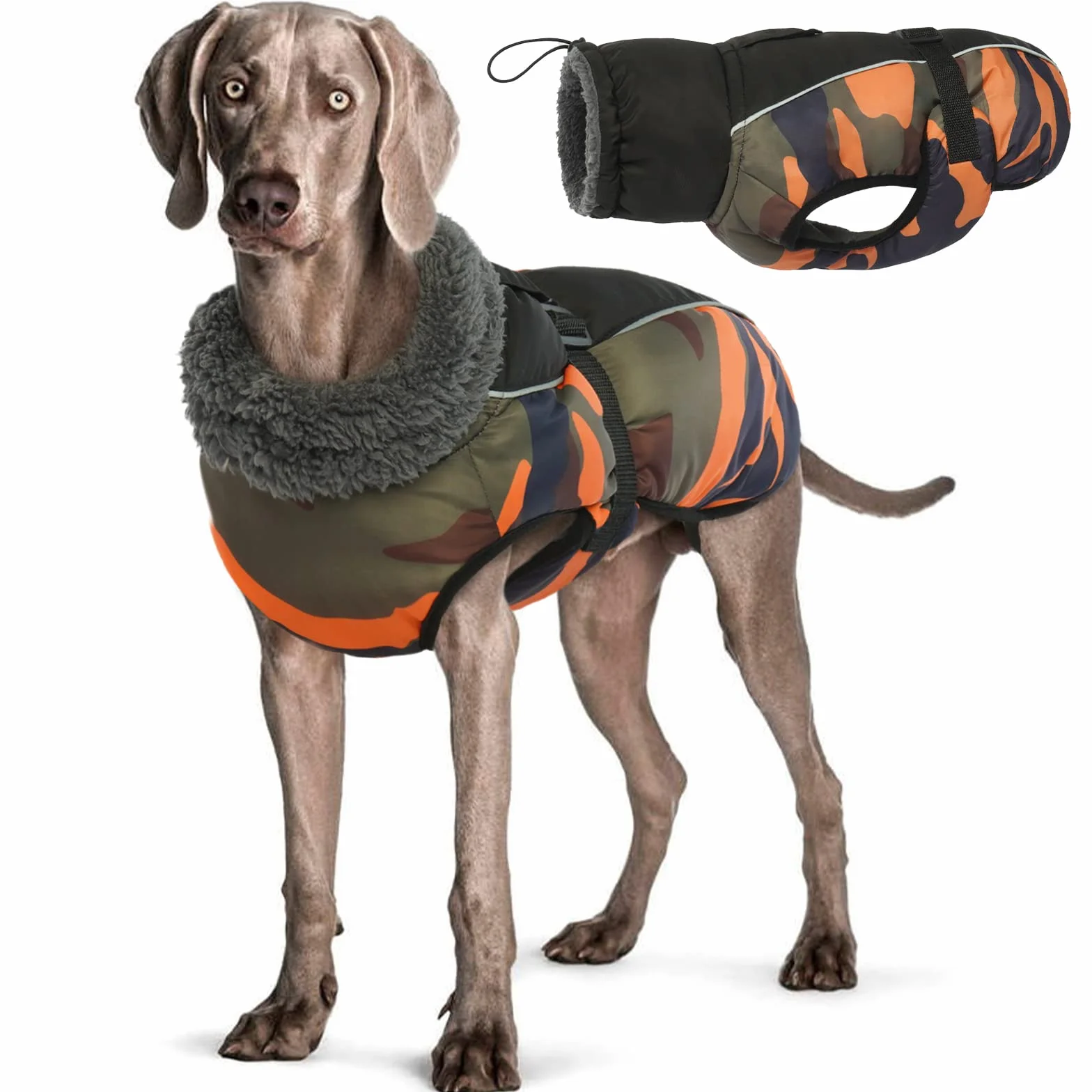 Manteau d'hiver imperméable pour chien avec doublure polaire et réflecteur ajustable