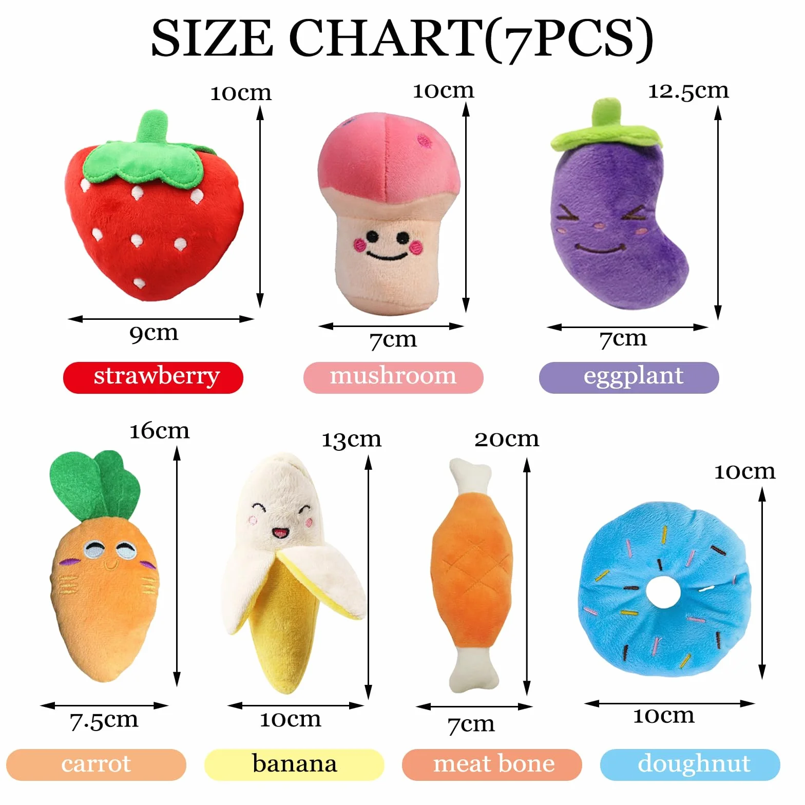 Lot de 7 Jouets Couineurs pour Chien, Jouets Fruits et Légumes pour Petit ou Moyen Chien