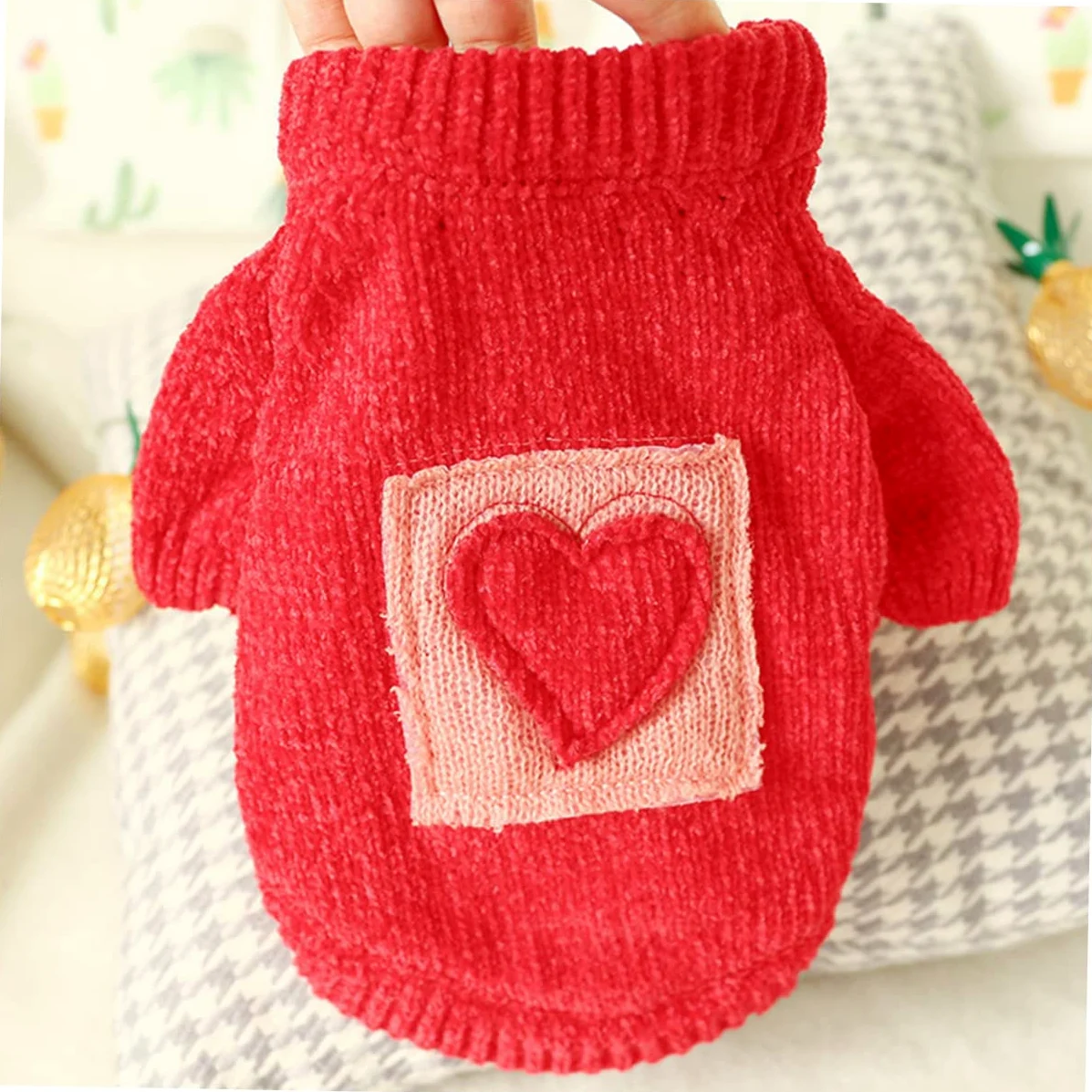 BESPORTBLE Ensemble De 3 Pièces pour Animal De Compagnie Pull Chaud Motif Cœur Manteau pour Chien pour Une Occasion Spéciale