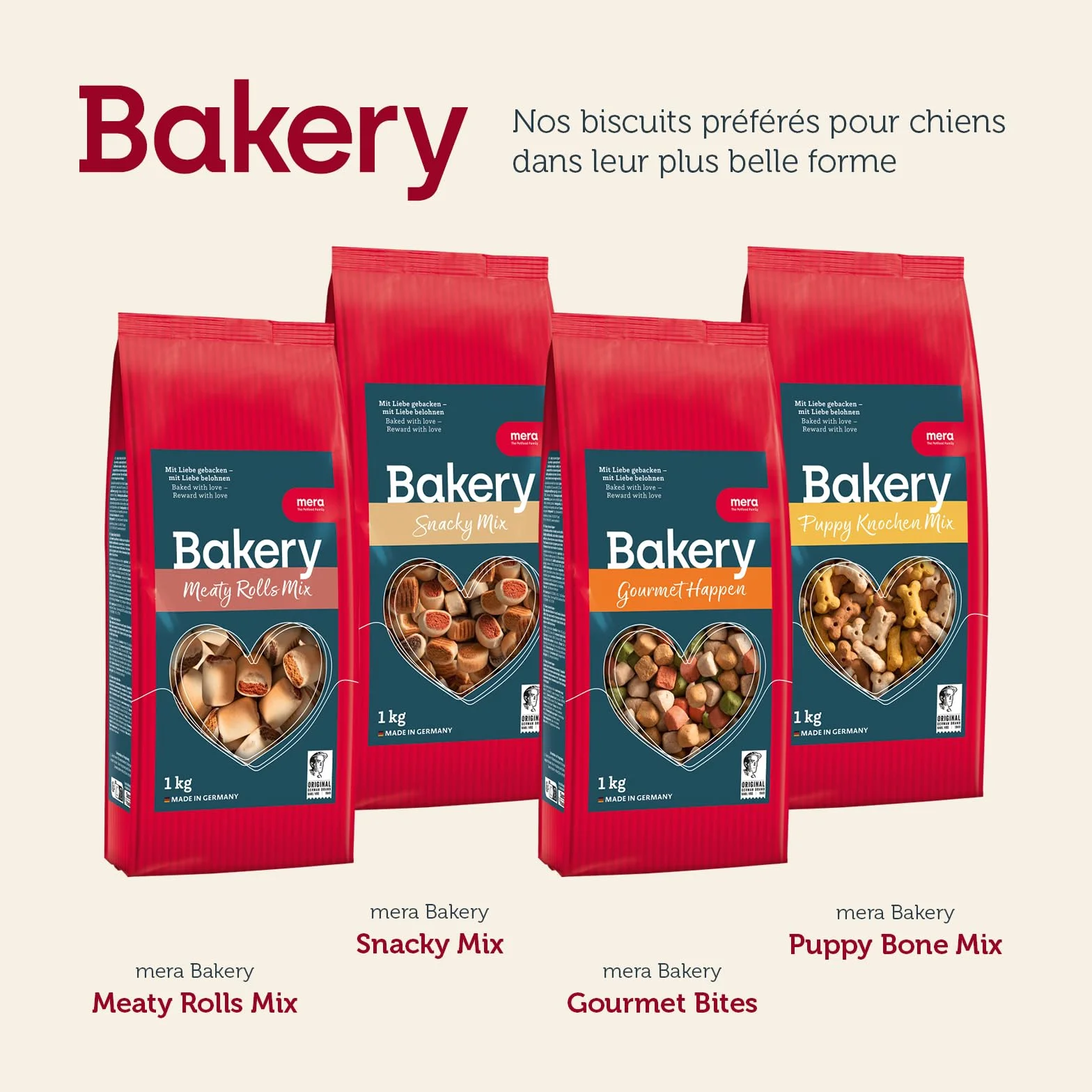 Mera Bakery Gourmet Happen Mélange de Friandises pour Chien 1 kg Ingrédients Naturels