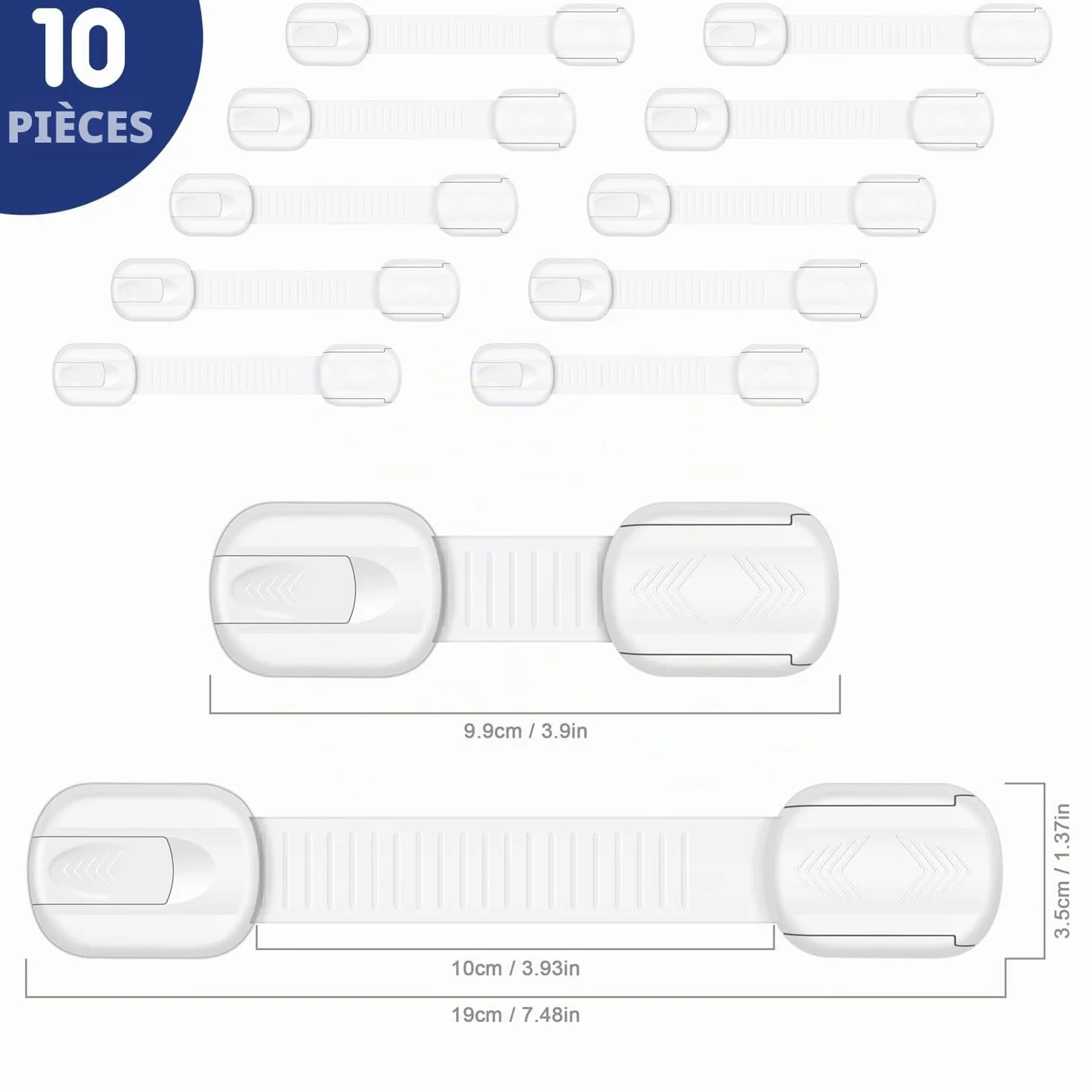 Lot de 10 Bloque Porte Bébé Sécurité Placard Enfant Adhésif Fort Protection Bebe Blanc
