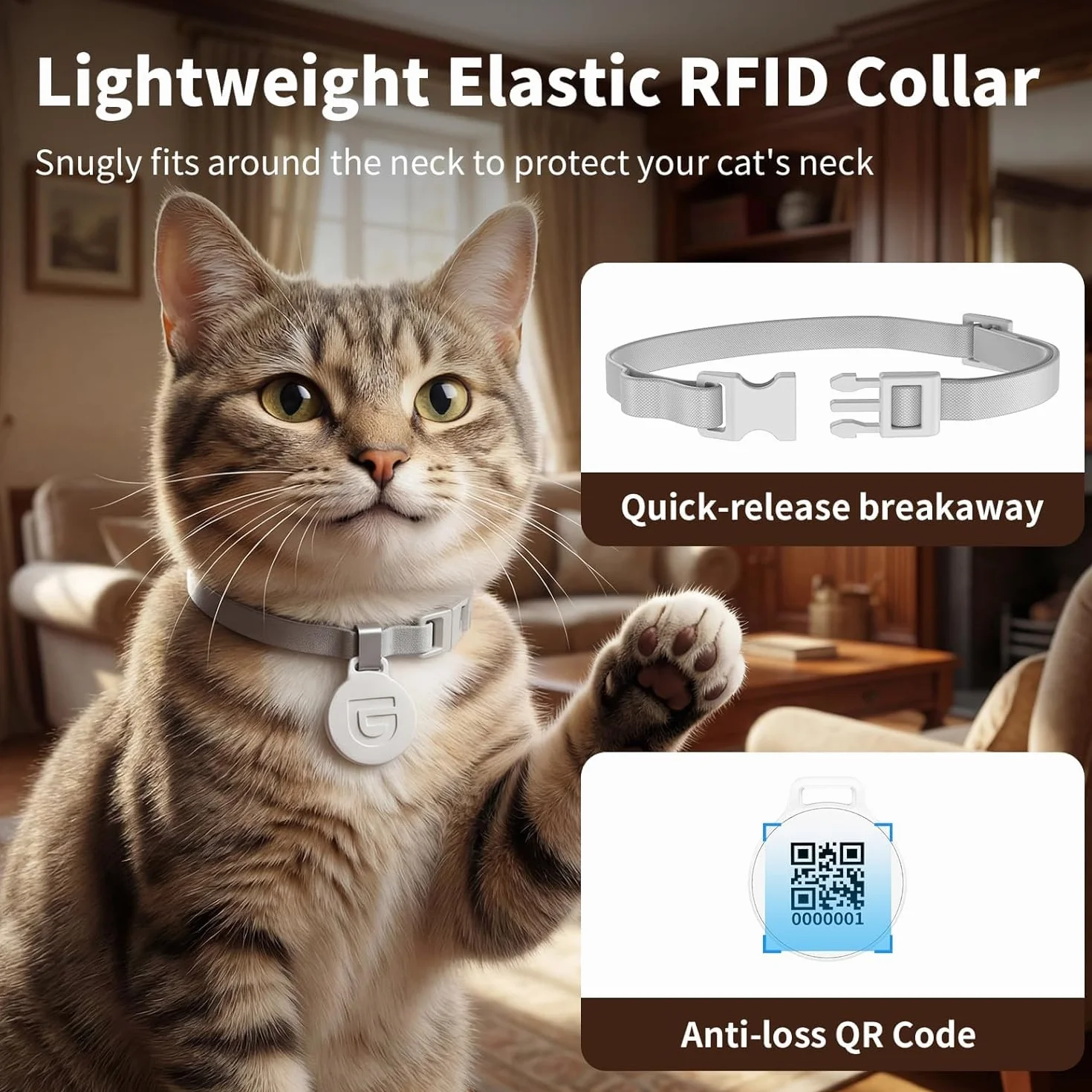 Distributeur Croquettes Chat Automatique RFID WiFi, 4.6L Bol Céramique, Reconnaissance Chat