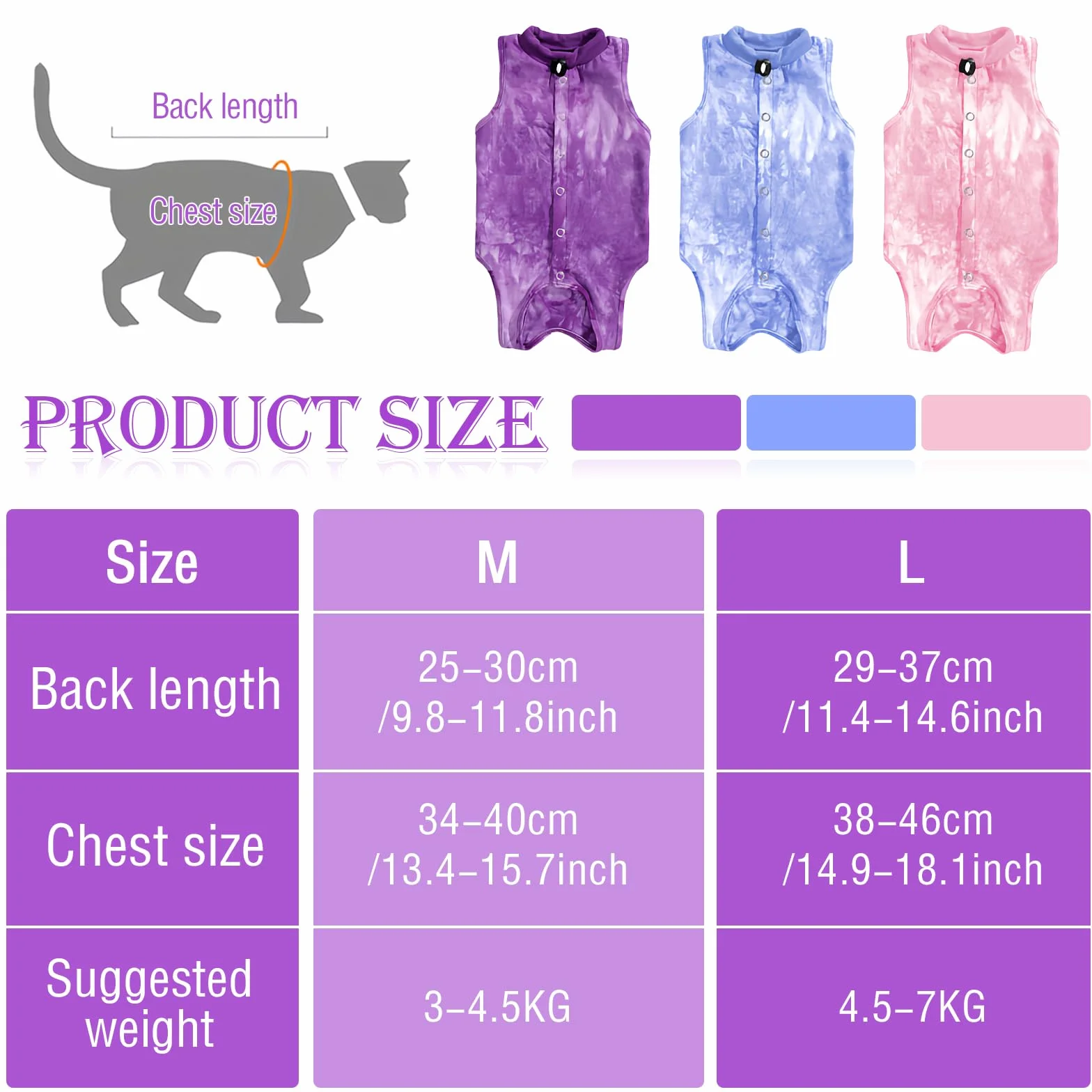 Combinaison de Récupération Chat Gilet Chirurgical Anti-Léchage Post Opératoire Rose M