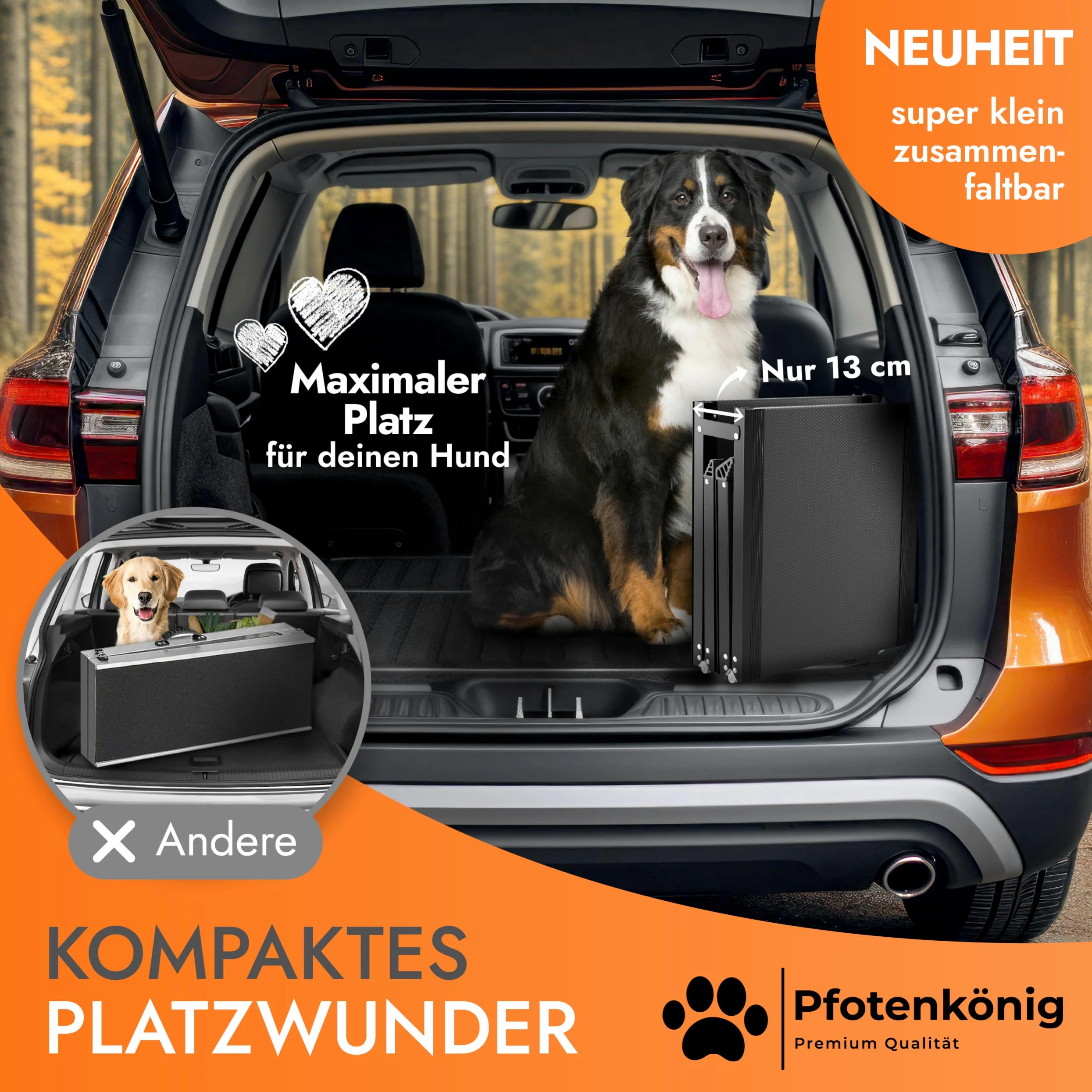 Rampe pour chien - 1,80 m - Ultra longue - Rampe d'entrée - Pliable - Antidérapante - En aluminium léger - Convient pour tous les véhicules