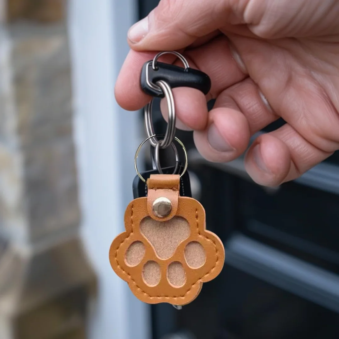 Porte-clés commémoratif en cuir en forme de patte de chien et chat, boîte à souvenirs pour poils d'animaux