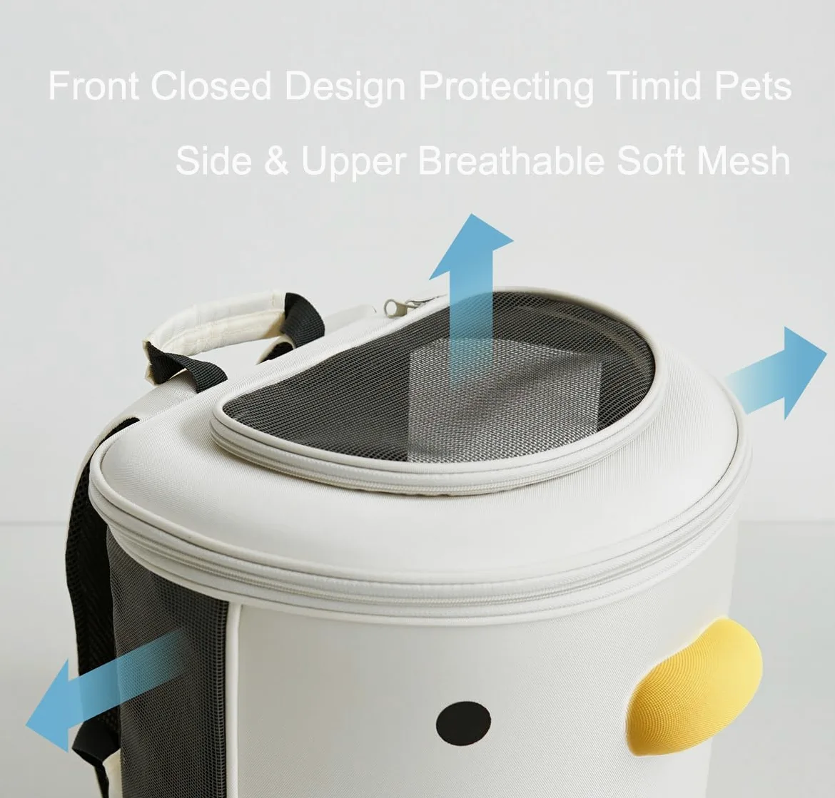 PURROOM Sac à dos de transport pour chat - Pour transporter de petits chiens - Design mignon - Housse supérieure et ventilation latérale - Maille souple et sangles de sécurité - Utilisé pour les
