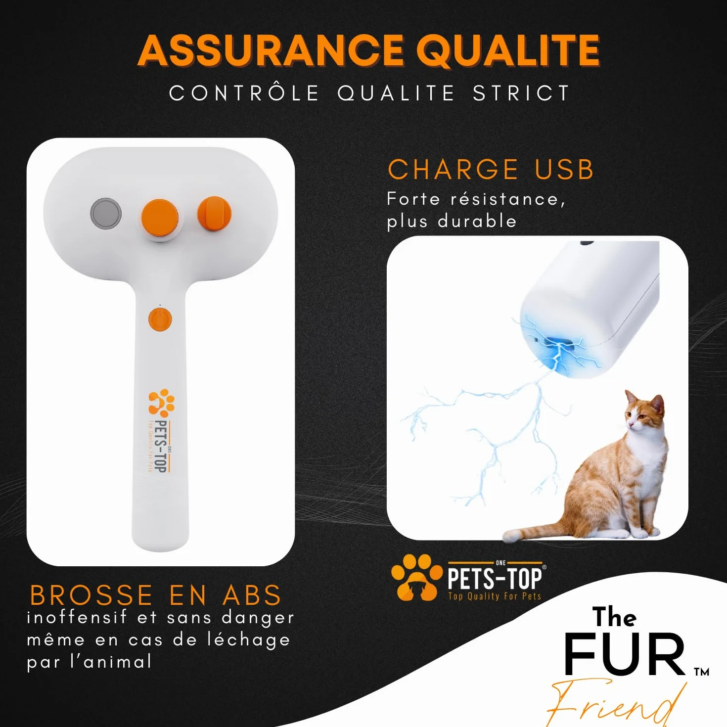 Brosse Chat Vapeur Autonettoyante PETS-TOP - Toilettage Chats et Chiens - Démêlante Poils Longs et Courts