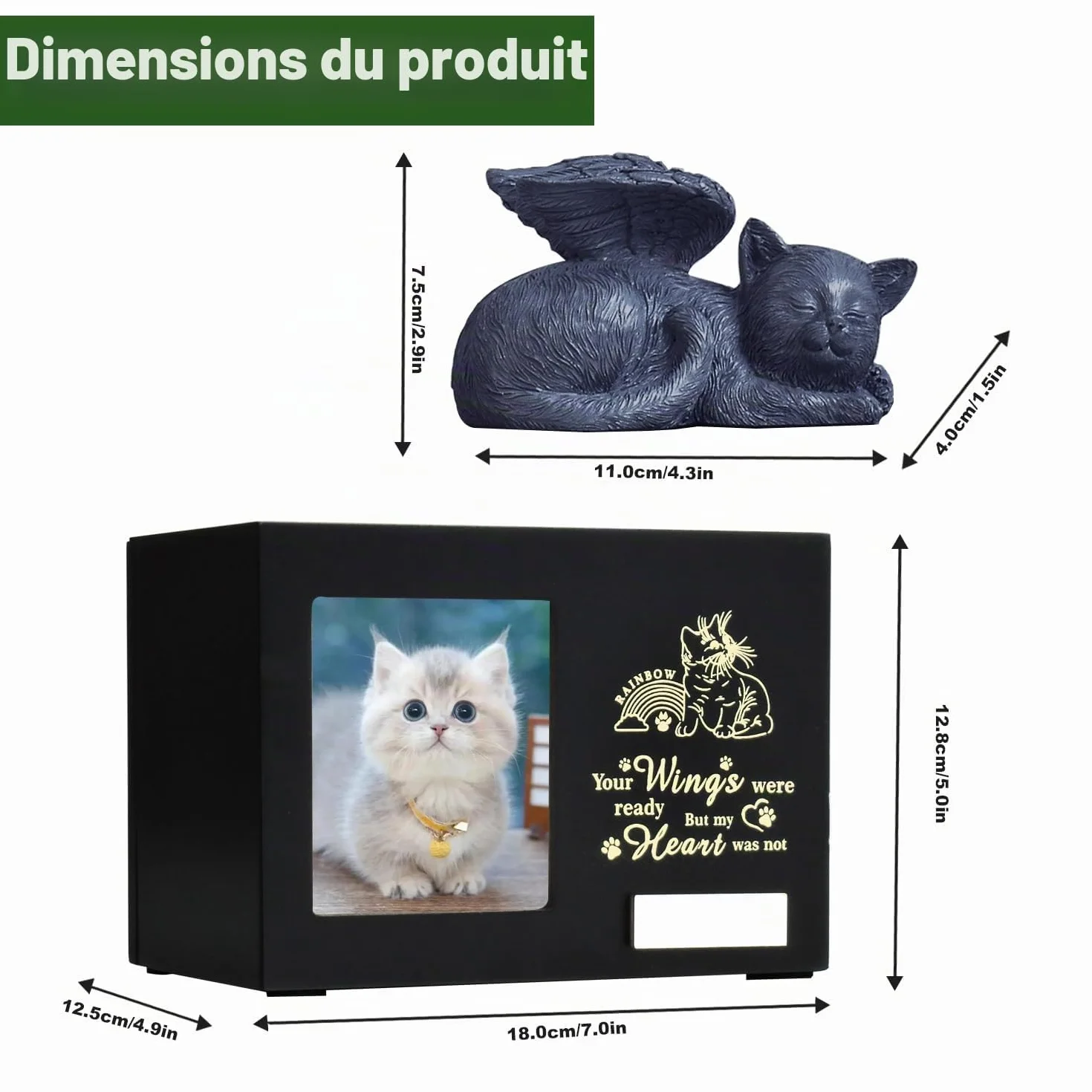 Urnes souvenir personnalisées pour chats et chiens – Boîte en bois pour cendres d'animaux avec photo – Cadeaux de condoléances