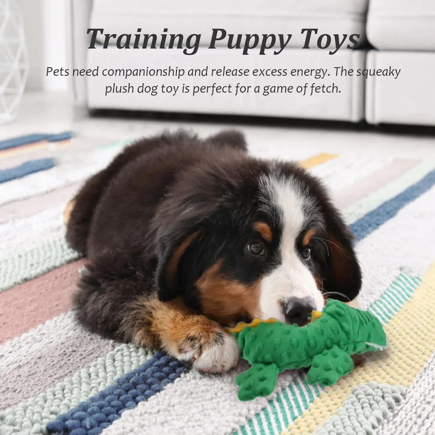 Jouets Sonores en Peluche pour Chiens, Crocodile à Mâcher Sécuritaire, Vert