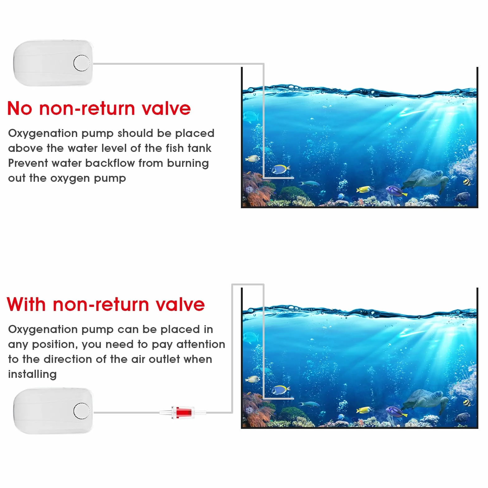 Lot de 10 clapets anti-retour pour pompe à air d'aquarium - Transparent - Tuyau 1,9 cm