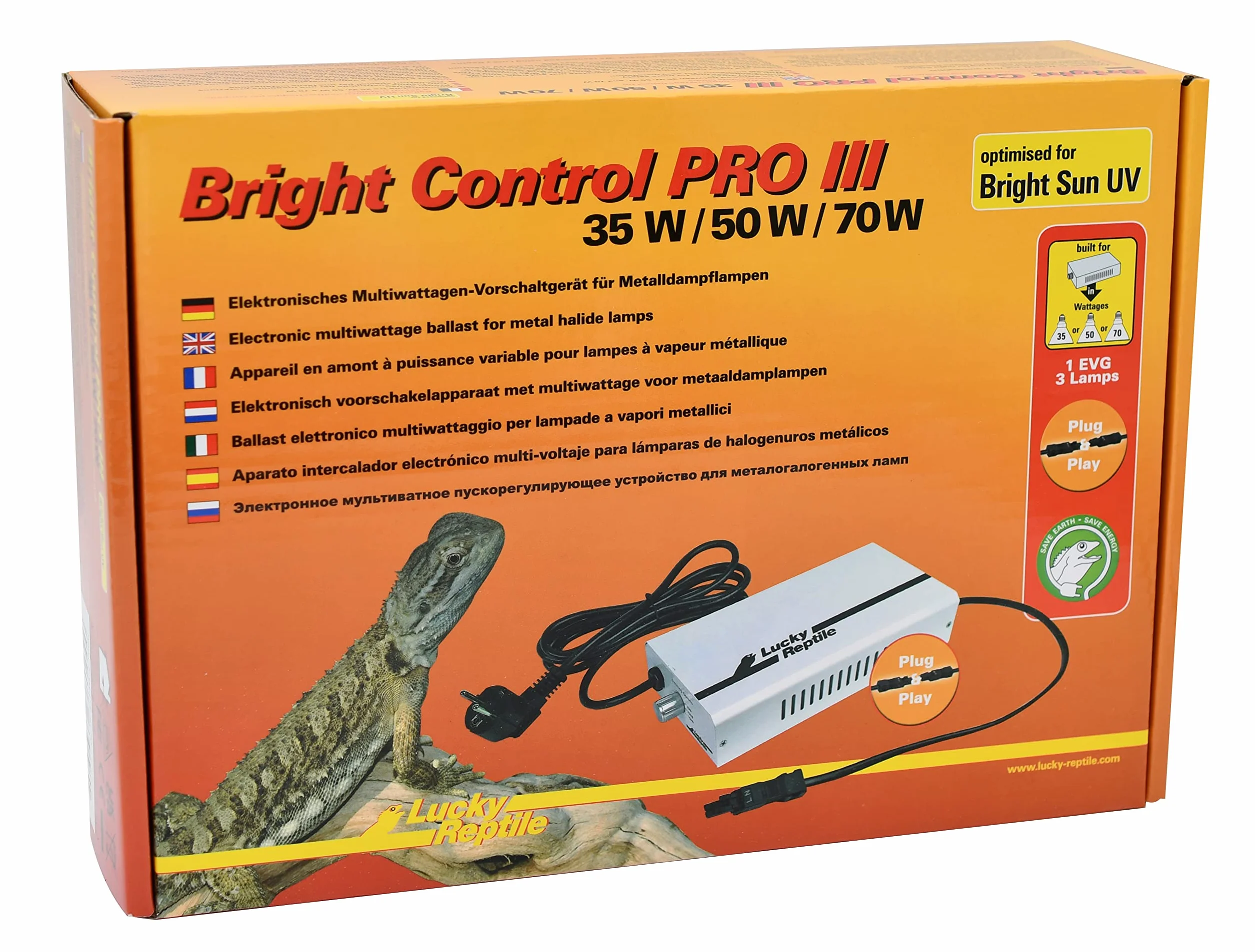 Lucky Reptile Bright Control Pro III Ballast multiwatt Lampe à Vapeur métallique Bright Sun Accessoire éclairage Terrarium 35/50/70 W