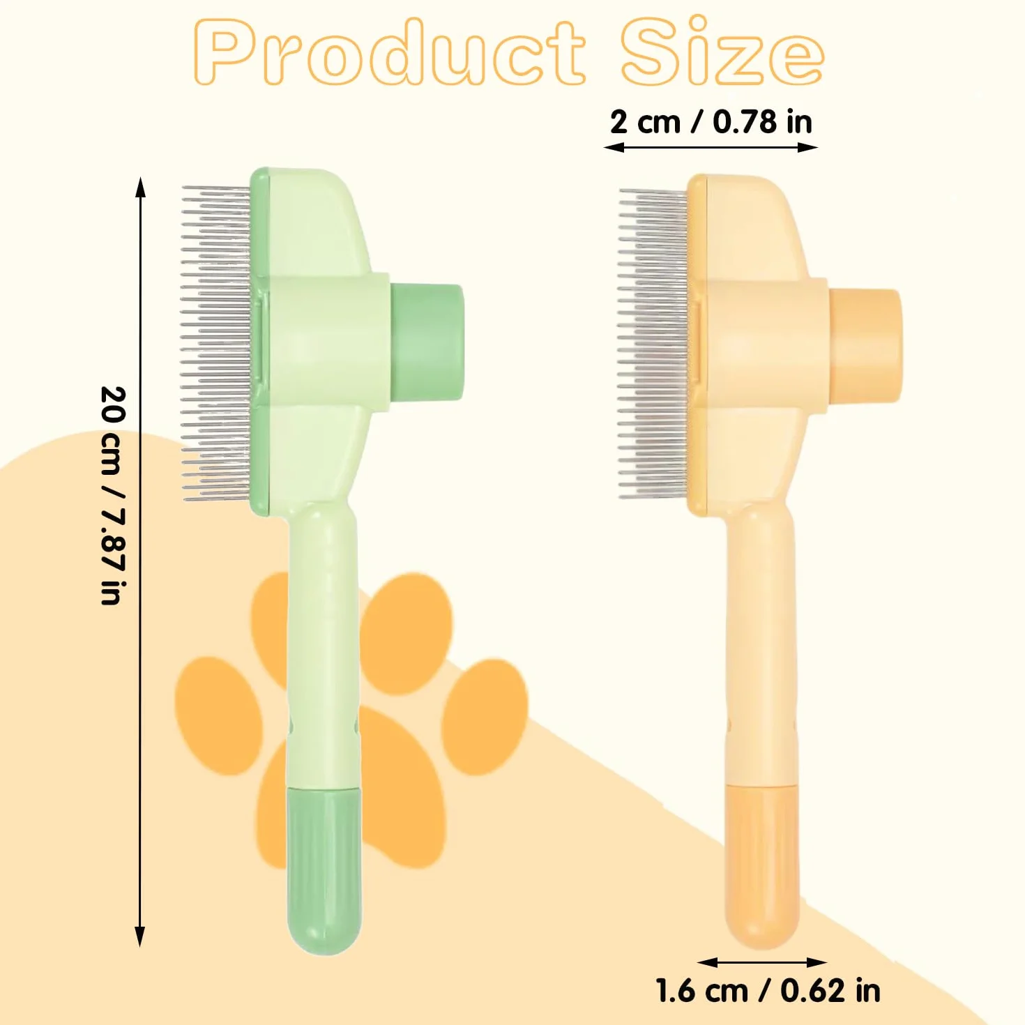 Peigne de Toilettage pour Chat avec Bouton D'épilation, Brosse Animaux de Compagnie, Acier Inoxydable