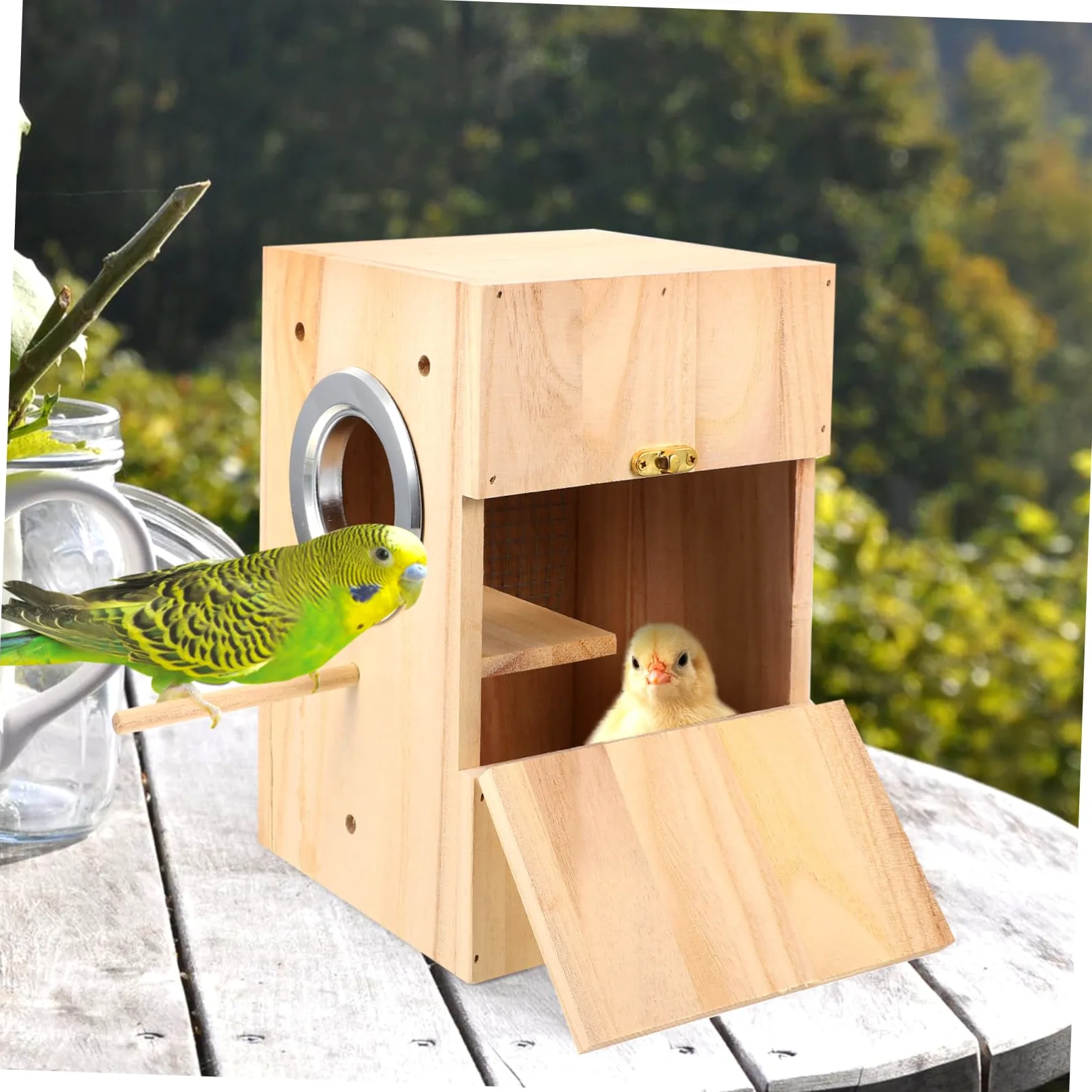Yardwe Nid D’Oiseau en Bois, Boîte D’élevage Carrée, Lieu de Repos Confortable pour Canaris et Alouettes, Usage Intérieur