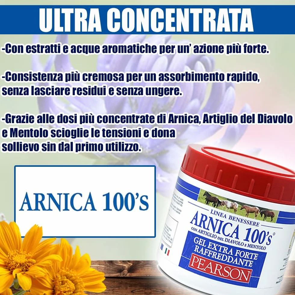 ARNICA 100'S Arnica Gel Rafraîchissant Extra Fort Pearson 500ml Crème à l'Arnica Gel Fort Griffe du Diable et Menthol Pommade Défatigante Relaxante