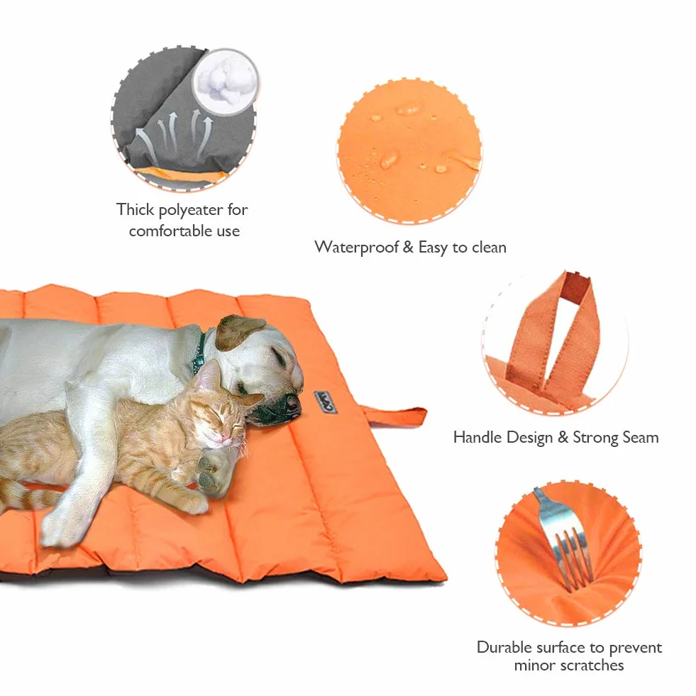 Tapis imperméable pour chien lavable antistatique pliable 110x68 cm orange marron