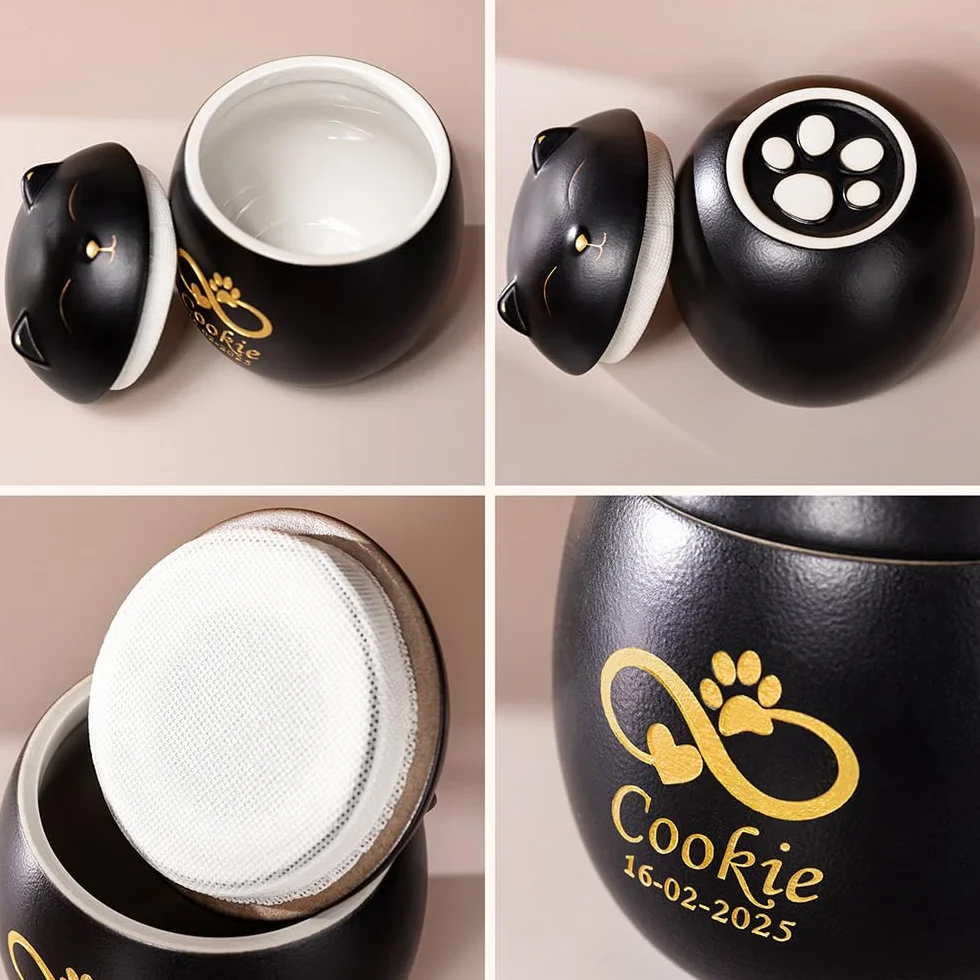 Urne funéraire personnalisée pour Chien et Chat avec nom et date, symbole personnalisé