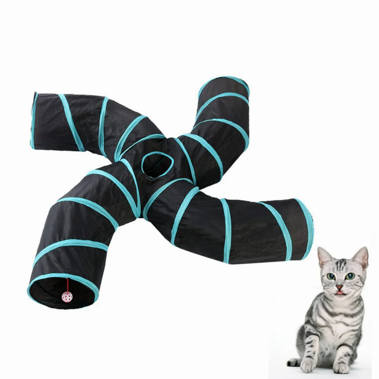 HEMOTON Tunnel de Jeu pour Chat Tunnel Pliable S Chemins pour Amusement Accessoire de Jeu