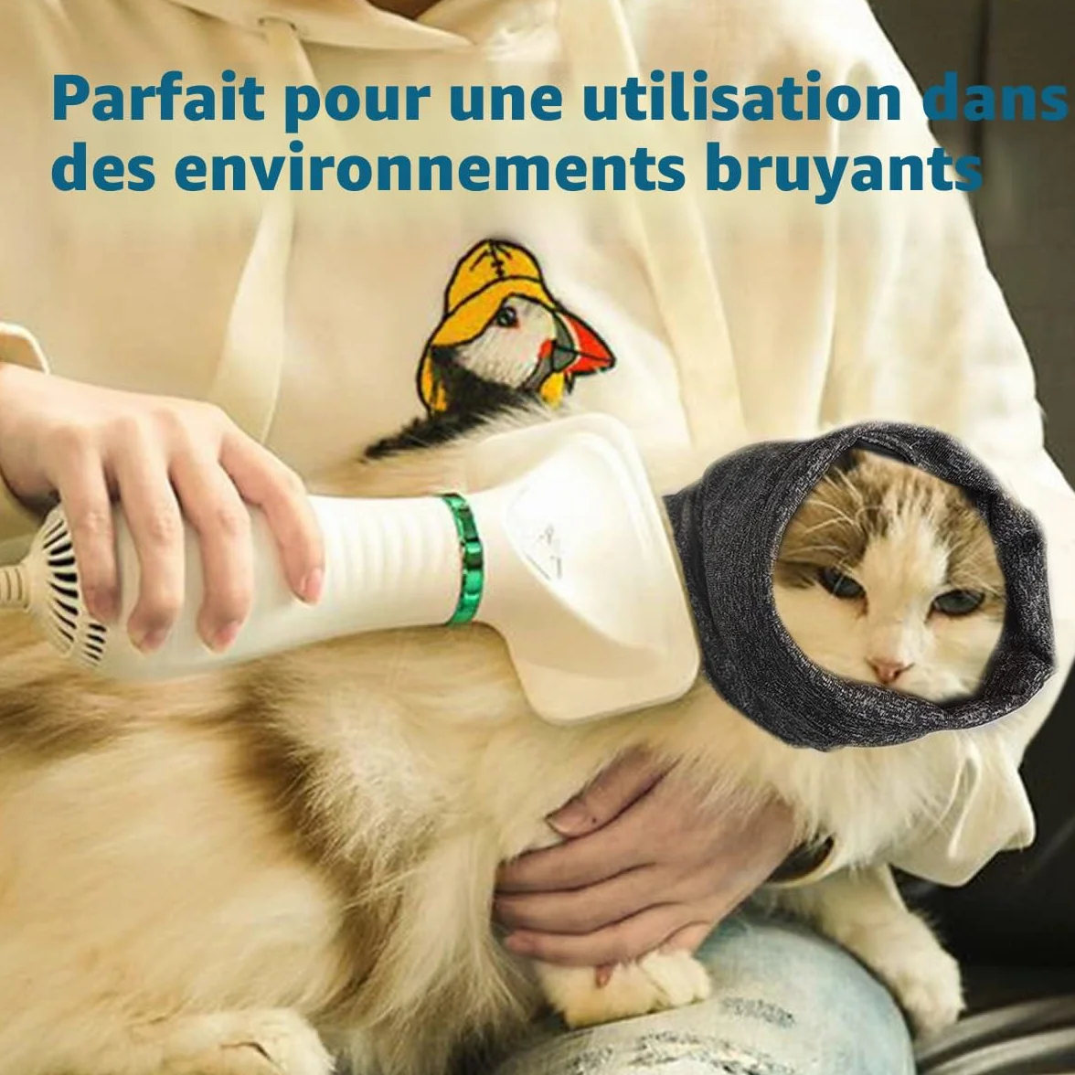 Cache-Oreilles pour Chien Soulagement Anxiété Calme Endroit Bruyant Snood Chauffe-Cou Chats Gris M