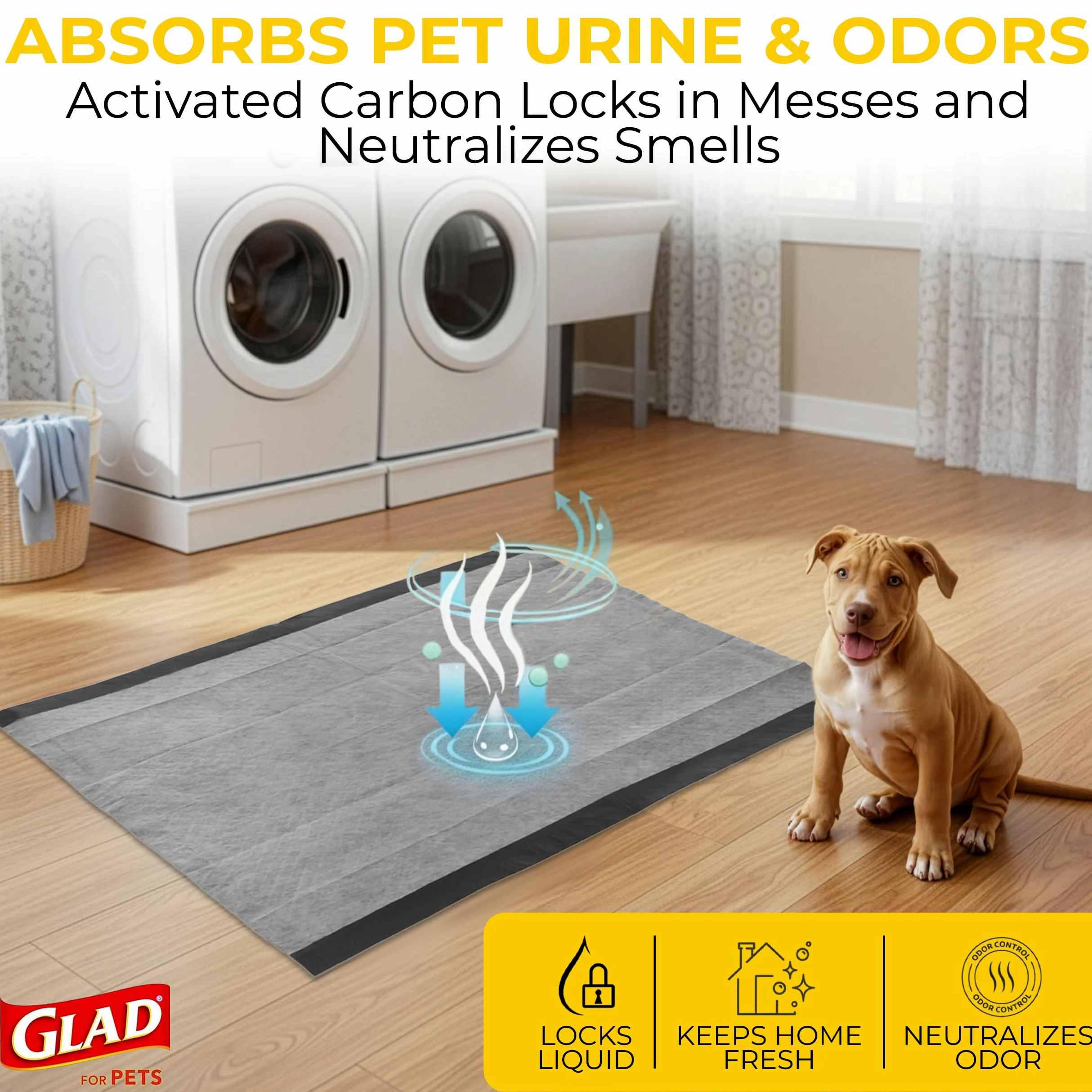 Glad for Pets Lot de 50 alèses pour Chiots de Grande Taille Anthracite Noir Absorbent et neutralisent l'urine instantanément