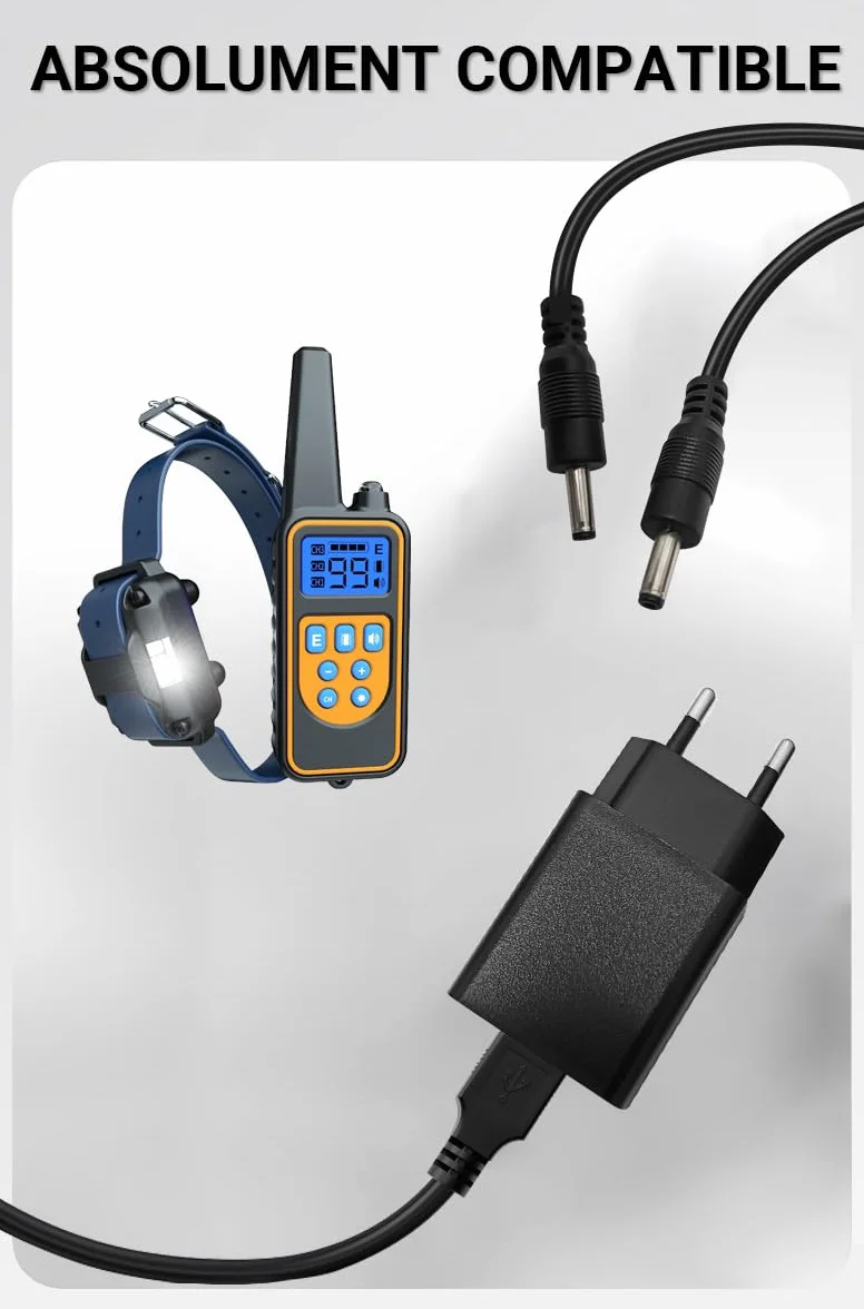 Meloive Adaptateur Secteur Collier Dressage Chien, Chargeur 2-en-1 USB Câble Remplacement