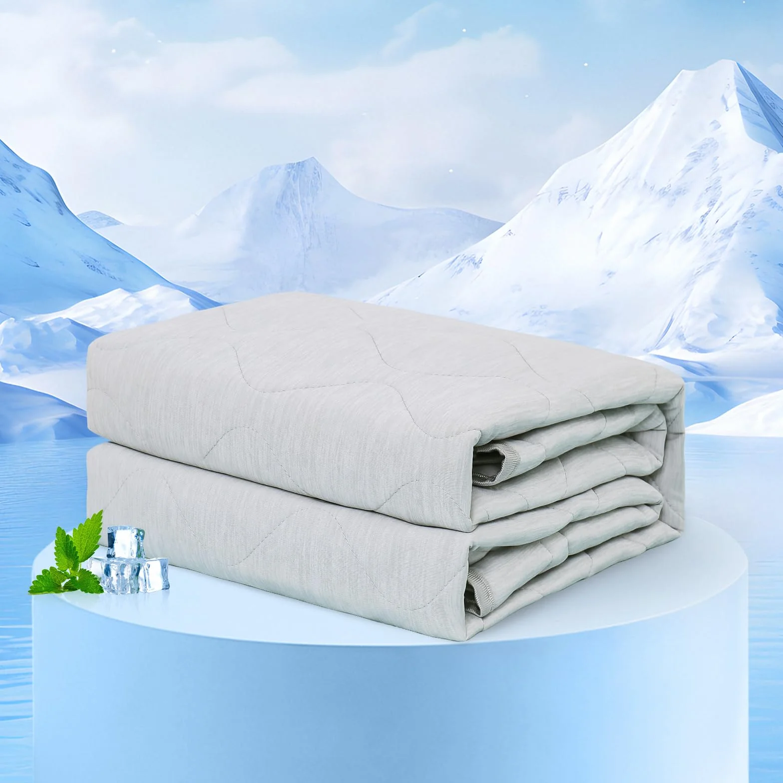 Rywell Housse Rafraîchissante Chien 80x112cm Imperméable Tapis Chien Double Face Lavable Gris