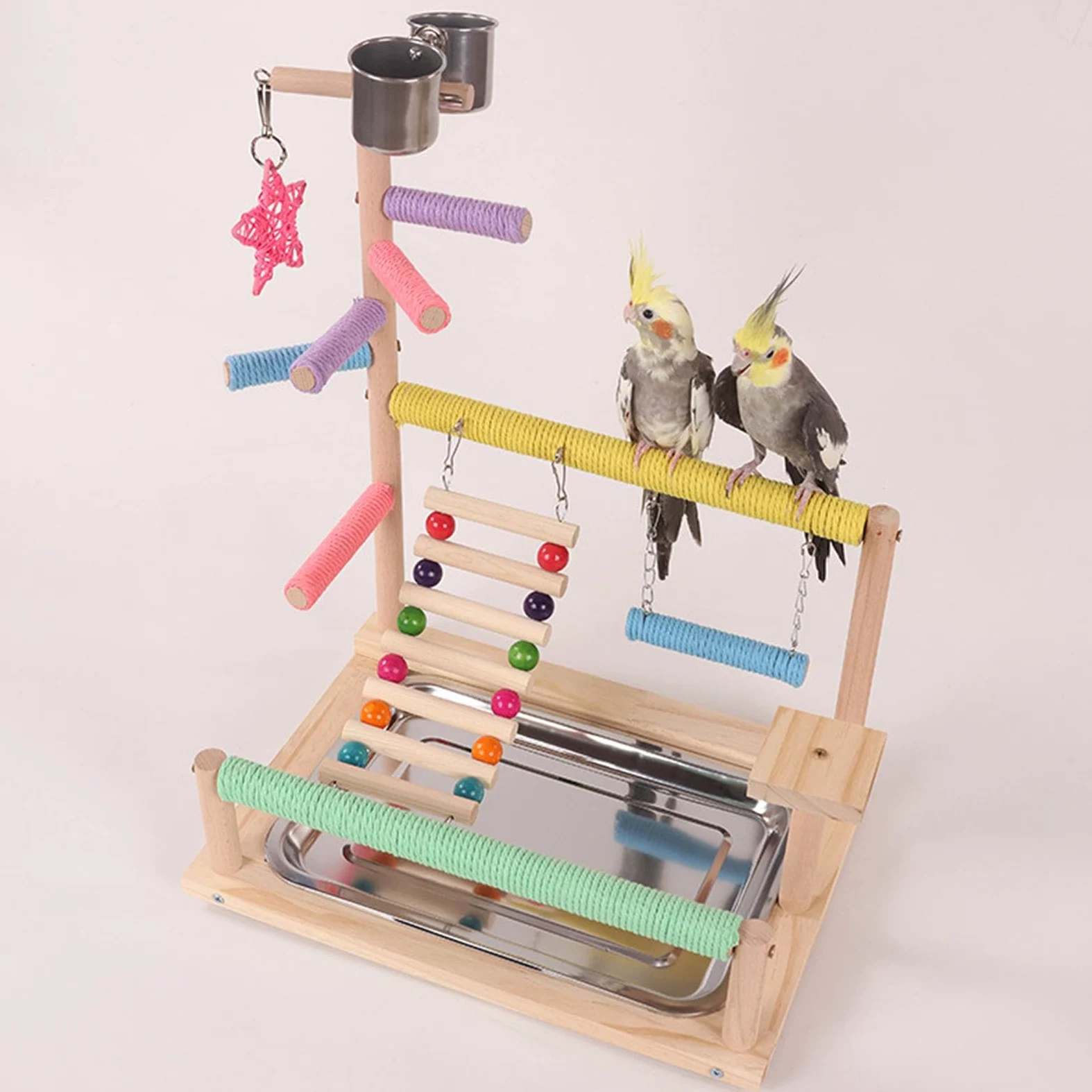Aire de Jeux pour Oiseaux, Perchoir pour Oiseaux, Perchoir Stable pour Perroquets, Salle de Jeux, Parc pour Perruches Calopsittes, Pinsons, Perruches