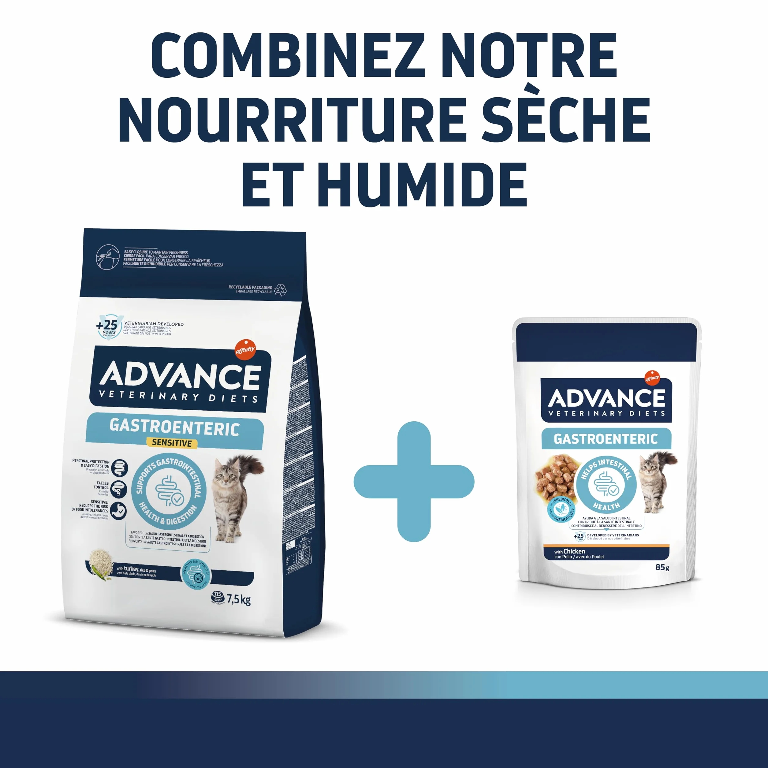 Advance Veterinary Diets Gastroenteric Sensitive Croquettes pour Chats Troubles gastro-intestinaux 1,5kg