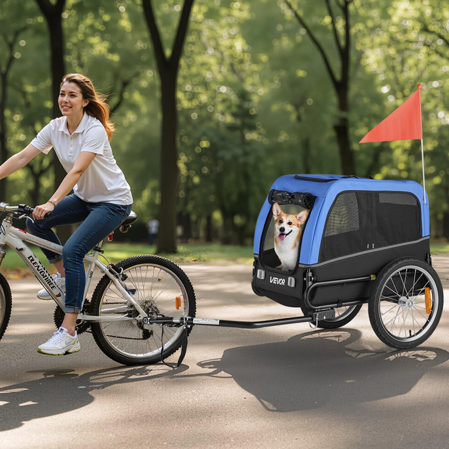 VEVOR Pliable Remorque de Vélo Chien 30 kg Porte Animaux de Compagnie avec Roues à Dégagement Rapide