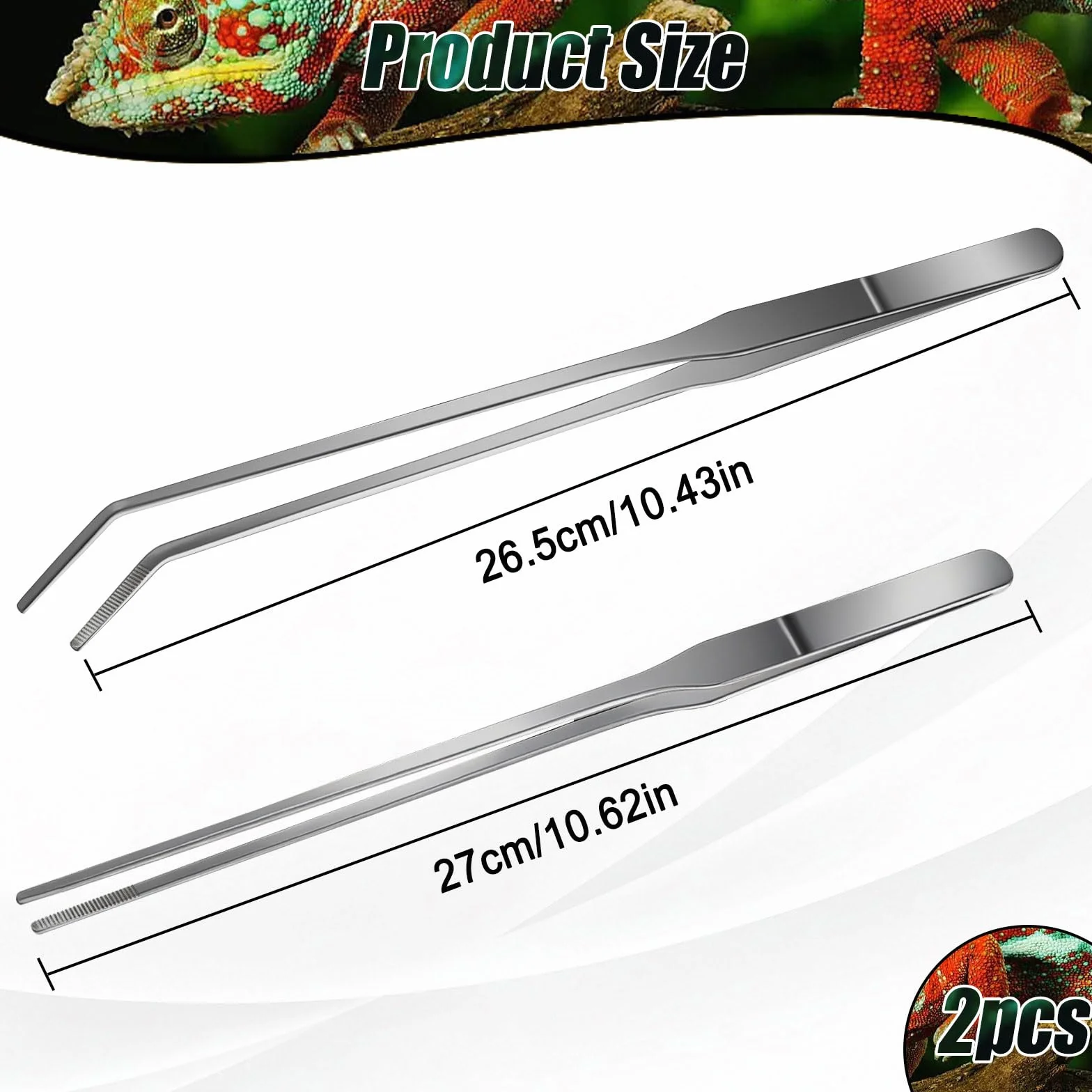 Pinces d'alimentation pour Reptiles 27 cm Pince Aquarium Protège Les Doigts Brucelle Argent