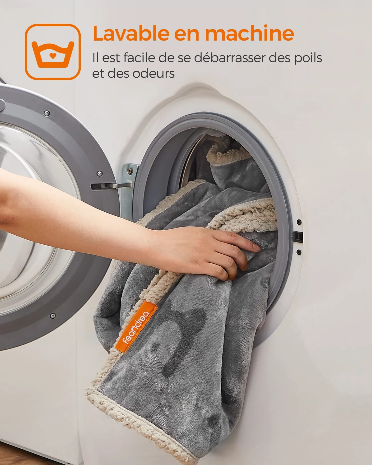 Feandrea Couverture Chien Hydrofuge 127 x 101 cm Taille L Lavable en Machine Réversible Protection Canapé Gris