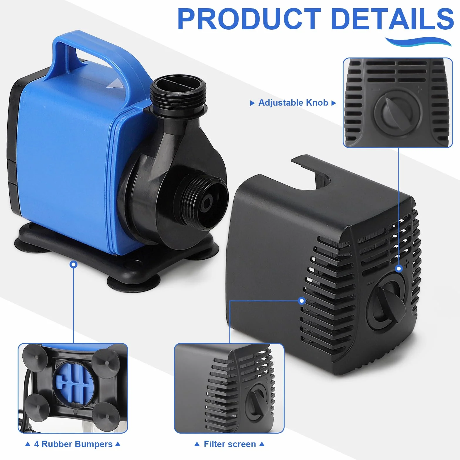 Pompe à Eau Submersible 6500 L/h 65W Ultra Silencieuse avec 10 Buses pour Aquarium Bassin Fontaine