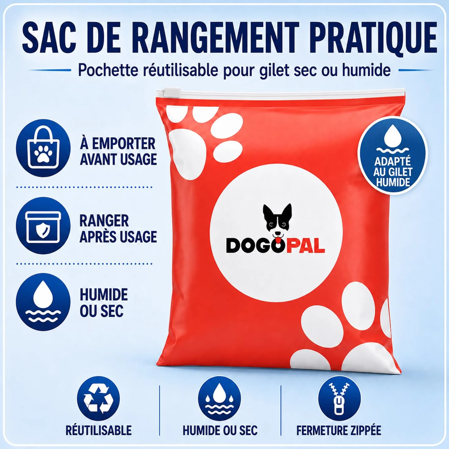 DOGOPAL Gilet Rafraîchissant pour Chien Activé par l'Eau, Veste Réfrigérante avec Protection UV, Manteau d'Été Léger et Respirant à Col Haut (Bleu, XXL)