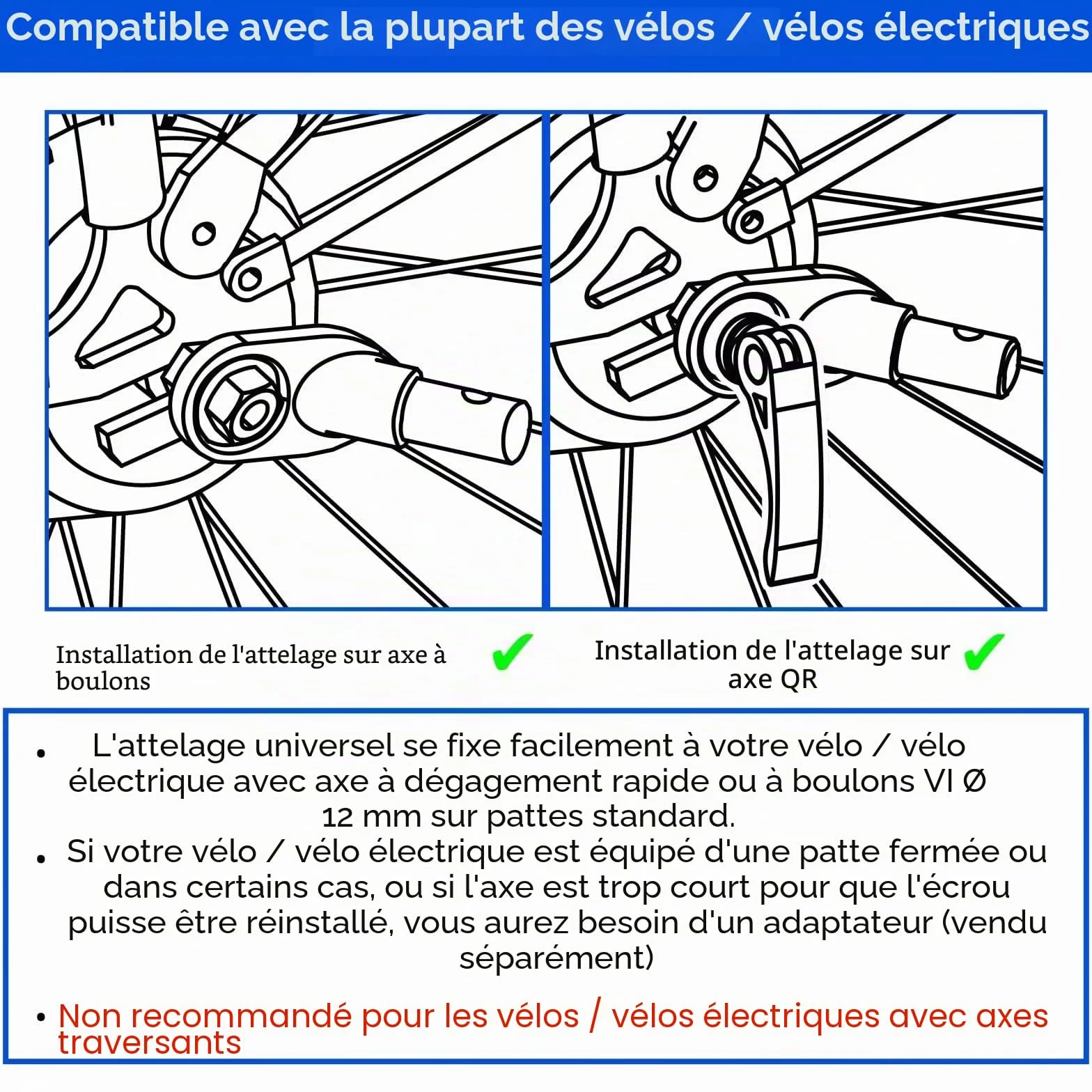 Remorque de vélo pour chiens DOGGYHUT® S-Line XL 45,4 kg, pliable, roues de suspension, frein de stationnement