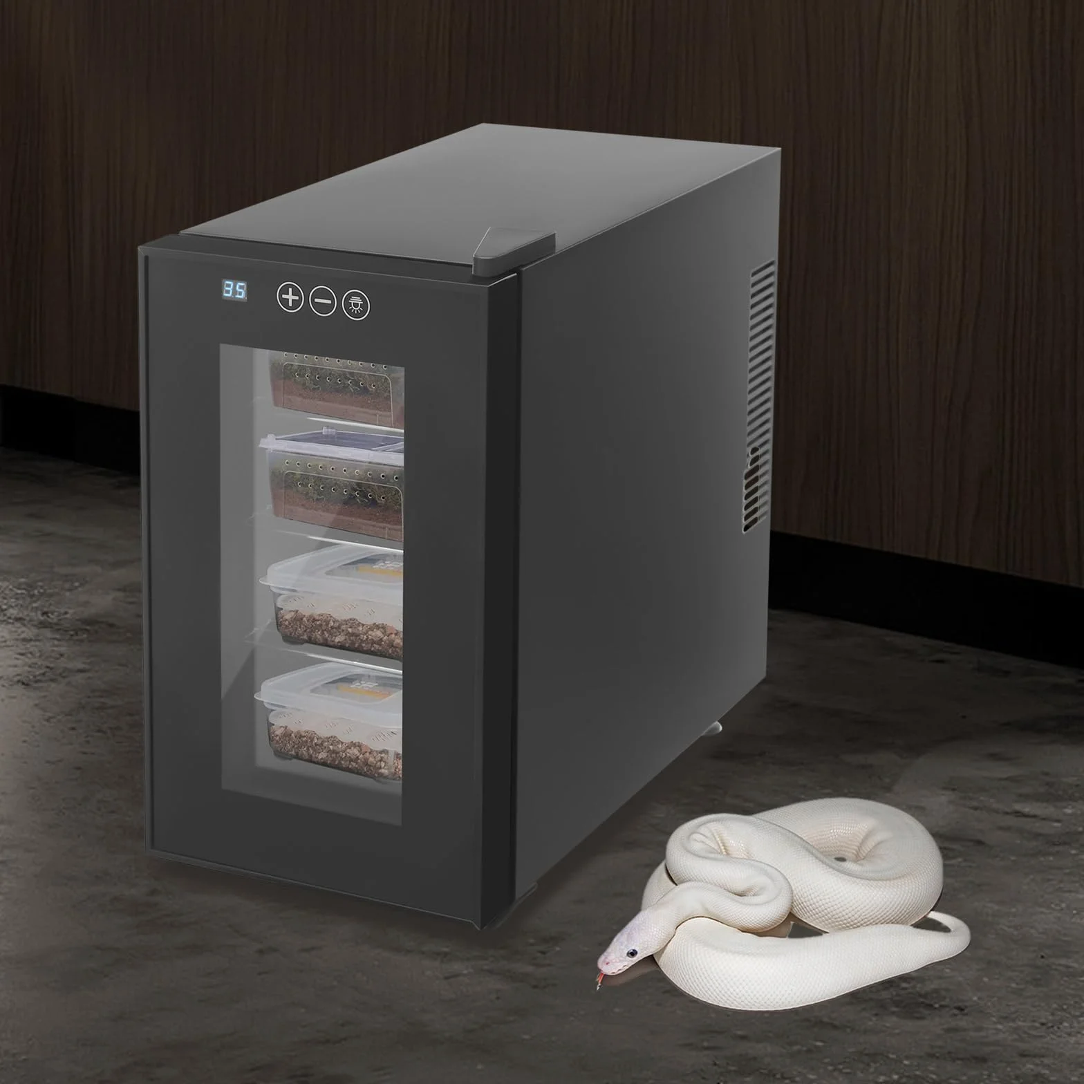 Incubateur pour œufs de reptiles 23 L écran LED 3 étagères métal 55 W