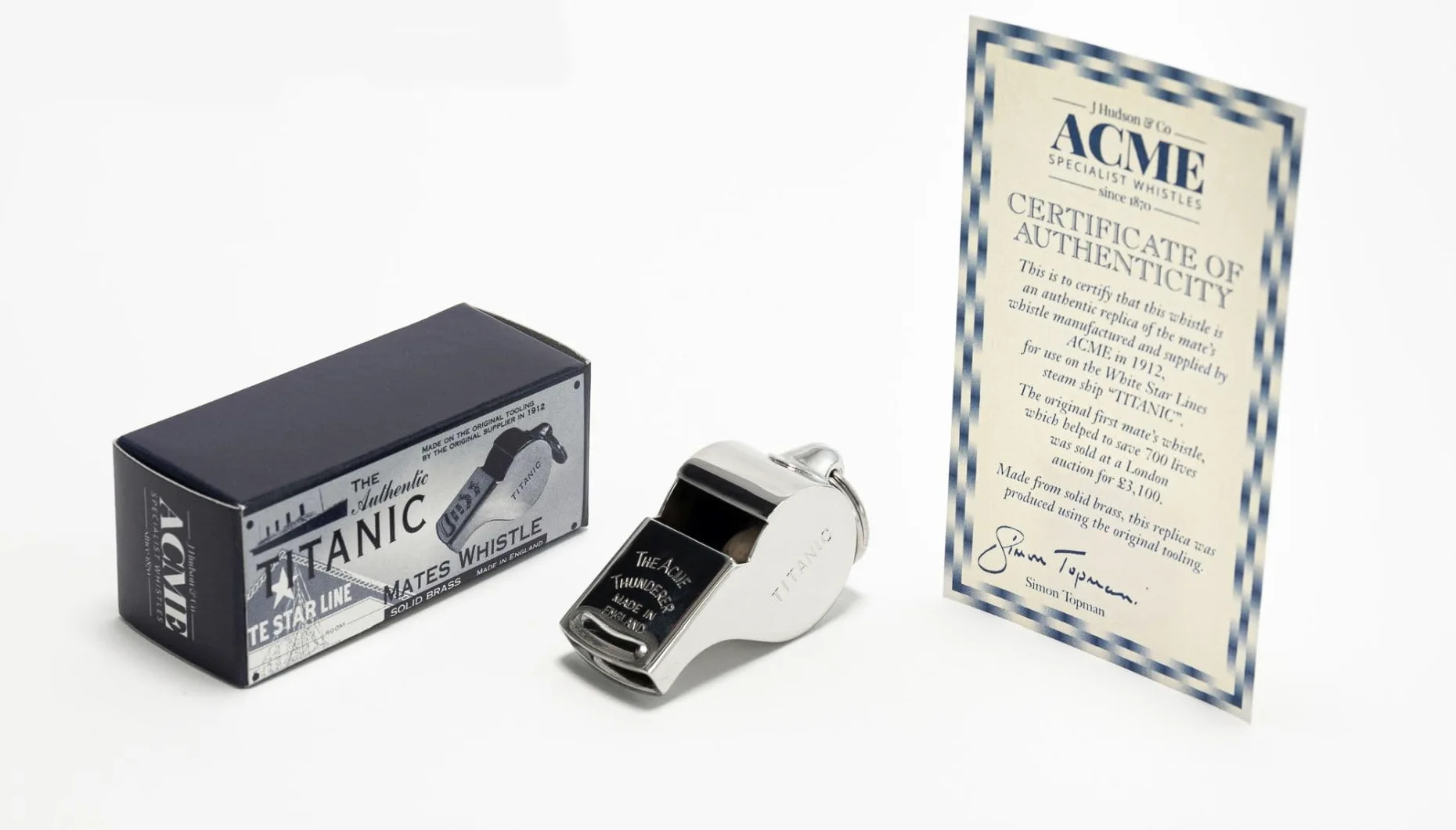 ACME Sifflet B plat chromé en laiton pour chien, fréquence réglable pour l'entraînement