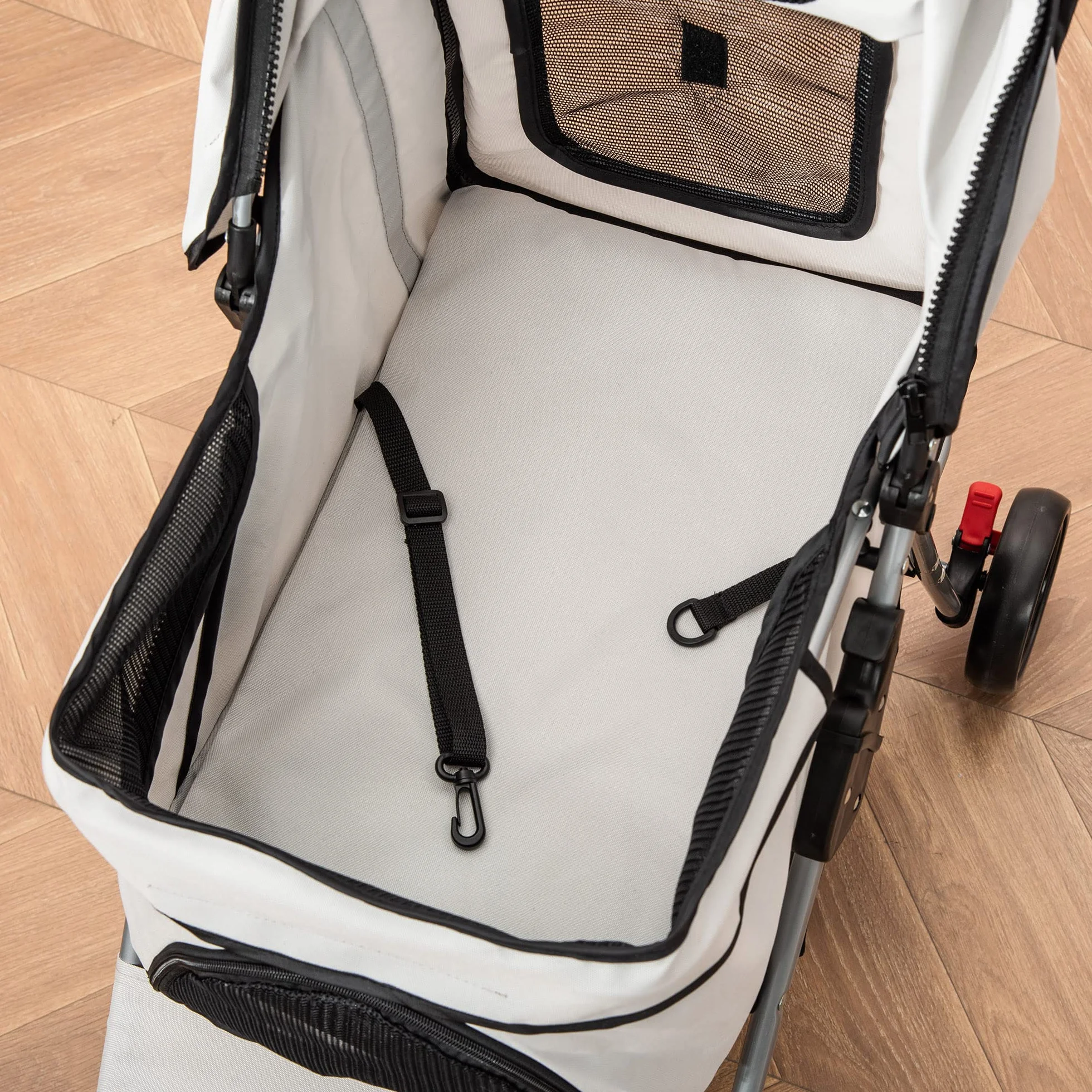 PawHut Poussette buggy pour chiens 77x45x99.5 cm pliable imperméable Oxford 600D gris