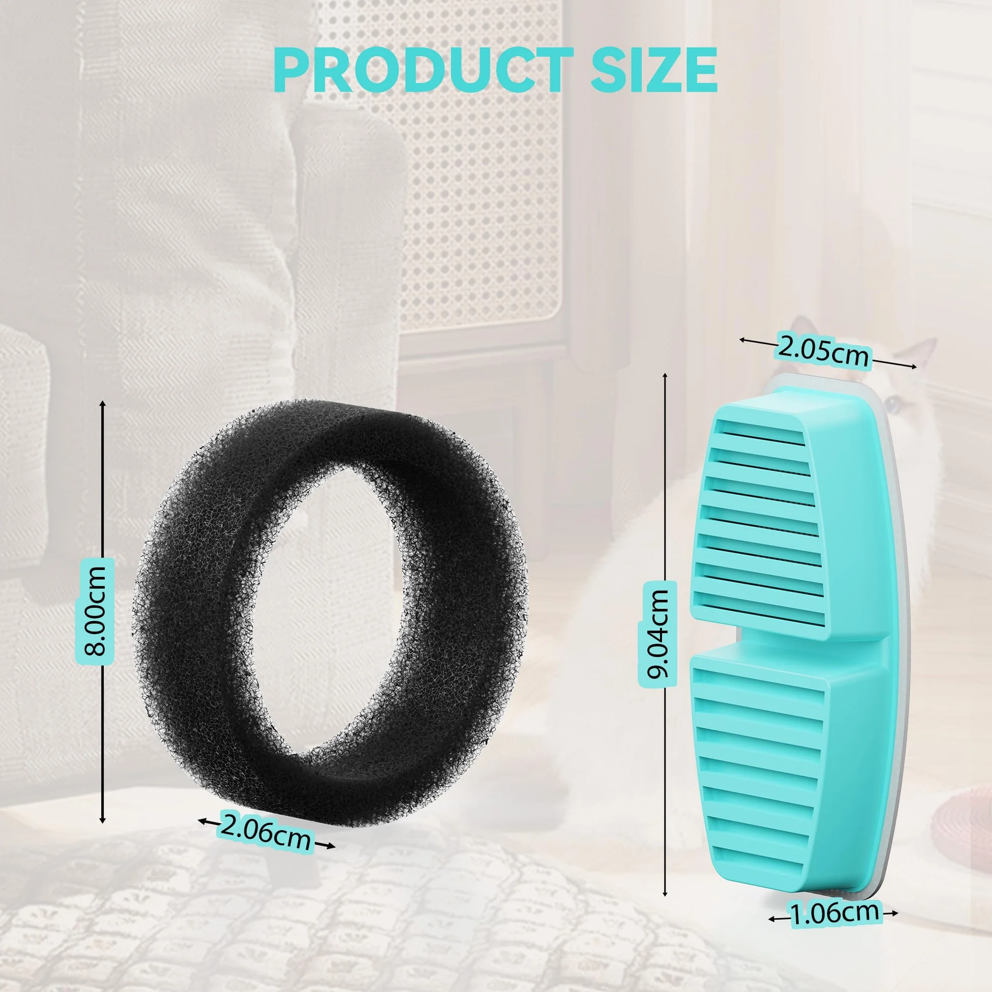 Fontaine à Eau pour Chat avec Filtre, 3,2L, Multi-Filtration, 6 Filtres à Charbon + 6 Éponges